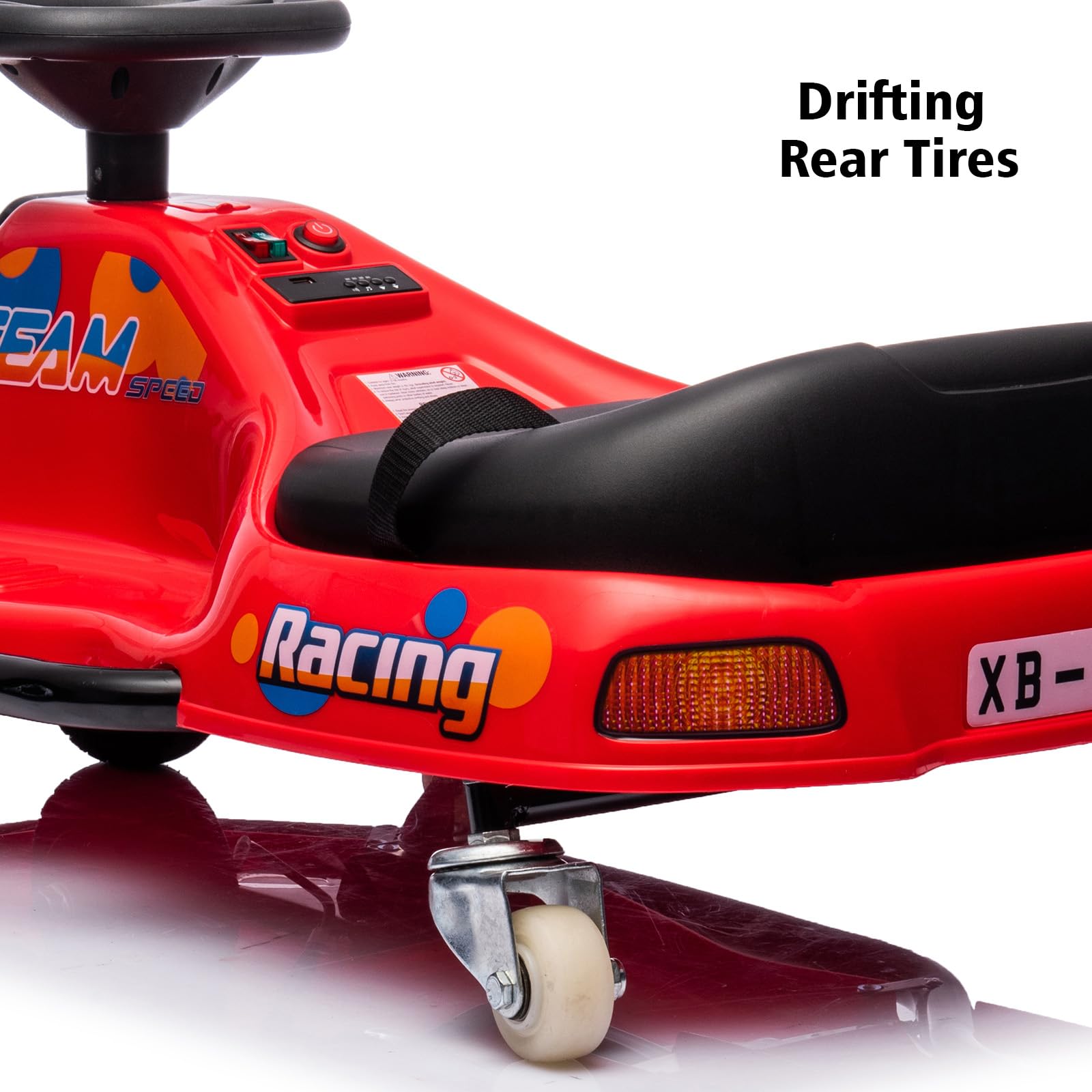 GARVEE 360° Rotating Electric Drift Go Kart for Kids - 24V Ride On Race Car with Adjustable Speed, LED Flashing Lights, Music & Flag - Perfect for Indoor/Outdoor Play, Birthday Gifts & Backyard Racing