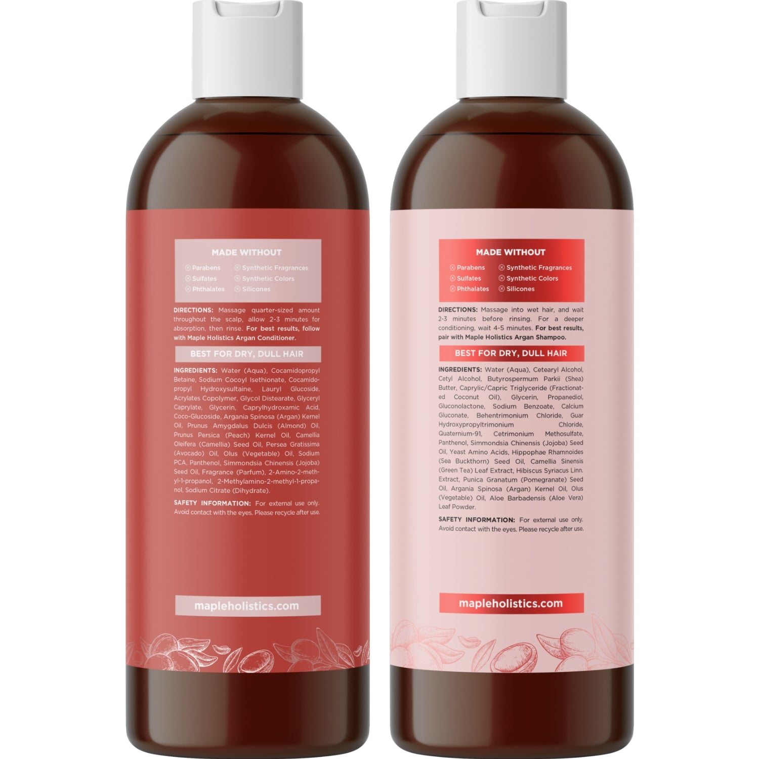 Pure Moroccan Argan Oil Shampoo & Conditioner Set for Dry, Damaged Hair - Sulfate-Free Hair Care Kit with Vitamin E - Perfect for Hydration & Repair at Home or Salon Use
