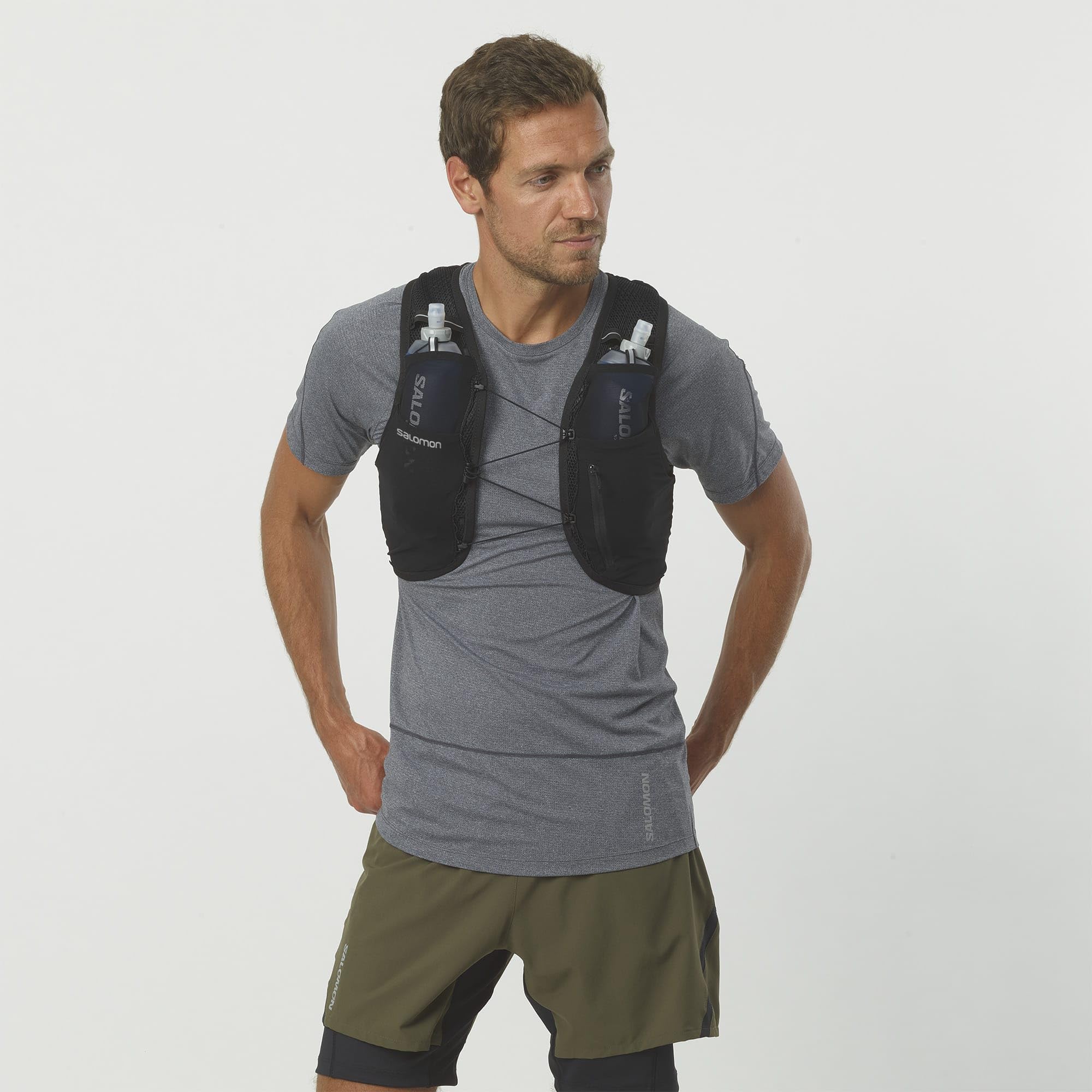 Salomon Active Skin 4 Unisex Hydration Vest - Lightweight Running Backpack with 500ml Soft Flasks for Trail Running, Hiking & Mountain Biking - Perfect for Outdoor Adventures & Endurance Sports