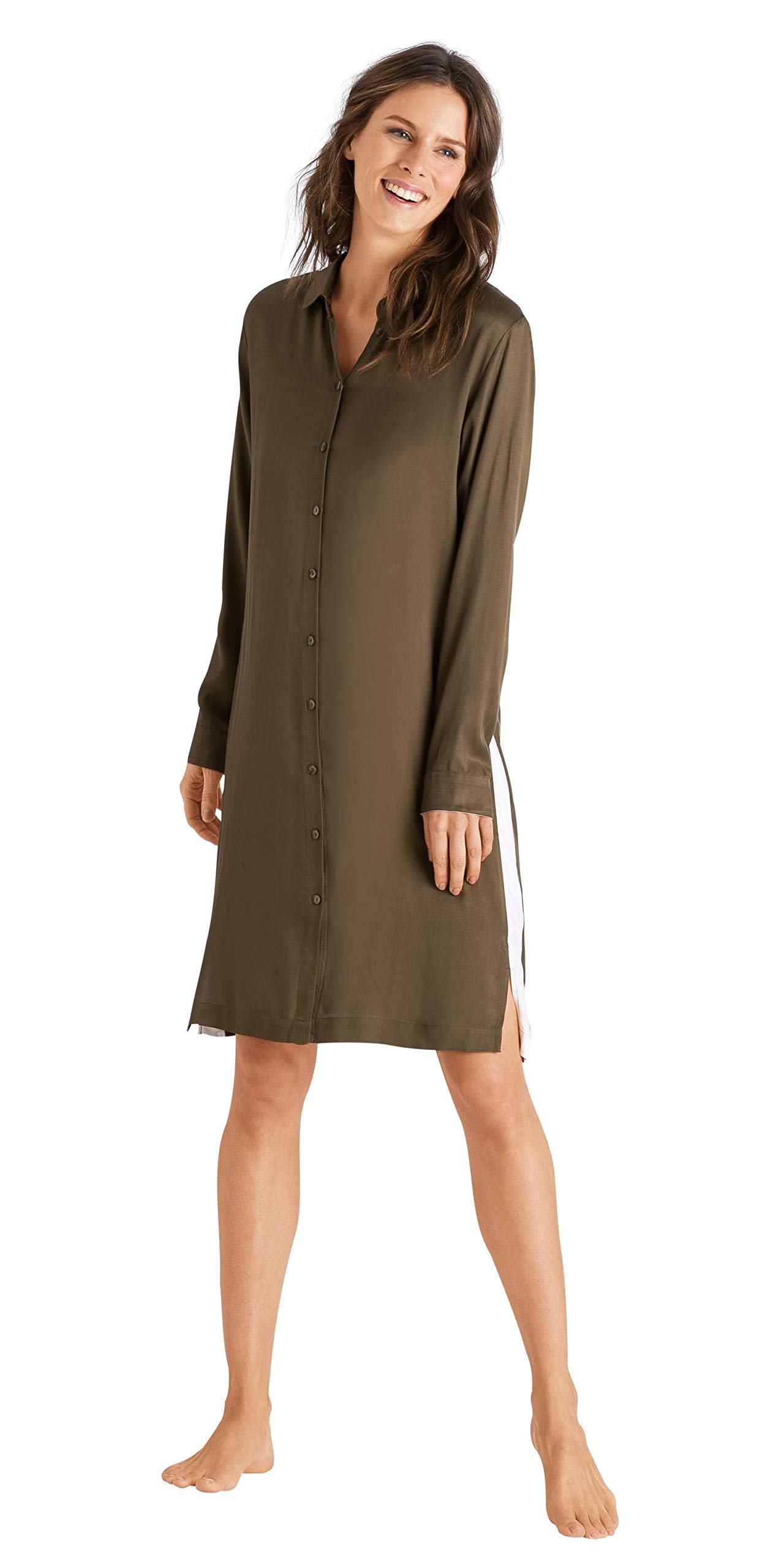 HANRO Women's Nori Long Sleeve Nightgown - Soft Sleepwear for Women, Comfortable Loungewear for Home, Cozy Pajama Dress for Relaxing Evenings & Bedtime
