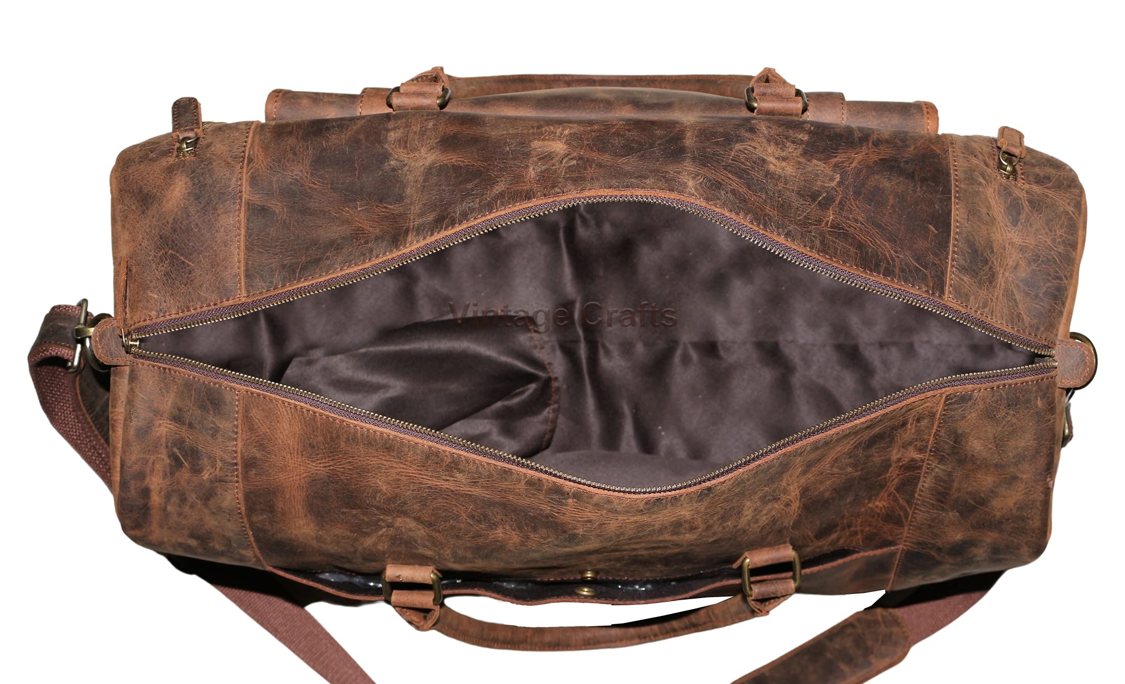 22 Inch Genuine Leather Full Grain Duffel Bag for Travel & Gym - Durable Carry-On Overnight Weekender with Shoe Compartment - Perfect for Business Trips, Workouts & Weekend Getaways (Men & Women)