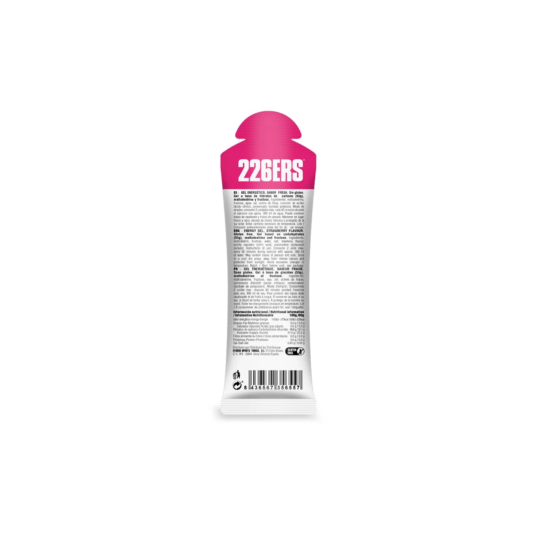 226ERS High Fructose Energy Gel 80g - Strawberry Flavor | Fast-Acting Carbohydrate Boost for Endurance Athletes, Cyclists & Runners | Ideal for Marathon, Triathlon & Long-Distance Training