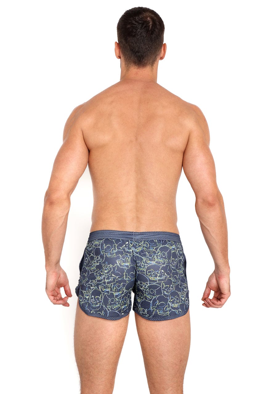 Trendy Outline Tossed Skulls Mesh Shorts for Women - Comfortable & Stylish Summer Casual Wear - Perfect for Beach, Gym, and Street Fashion
