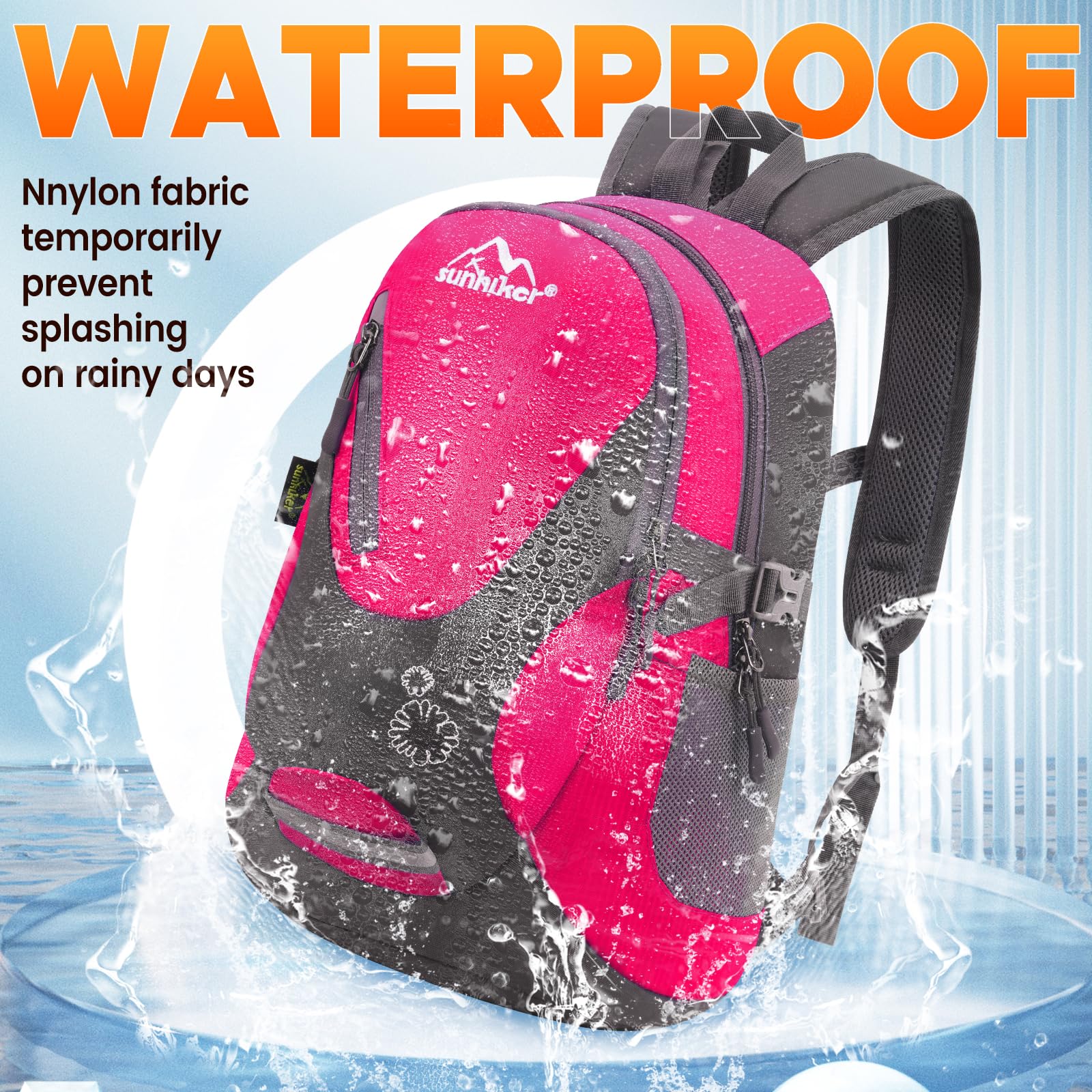 Sunhiker Small Cycling Hiking Backpack - Water Resistant Lightweight Daypack for Outdoor Adventures, Travel & Commuting - Model M0714 | Perfect for Biking, Hiking, Camping & Daily Use