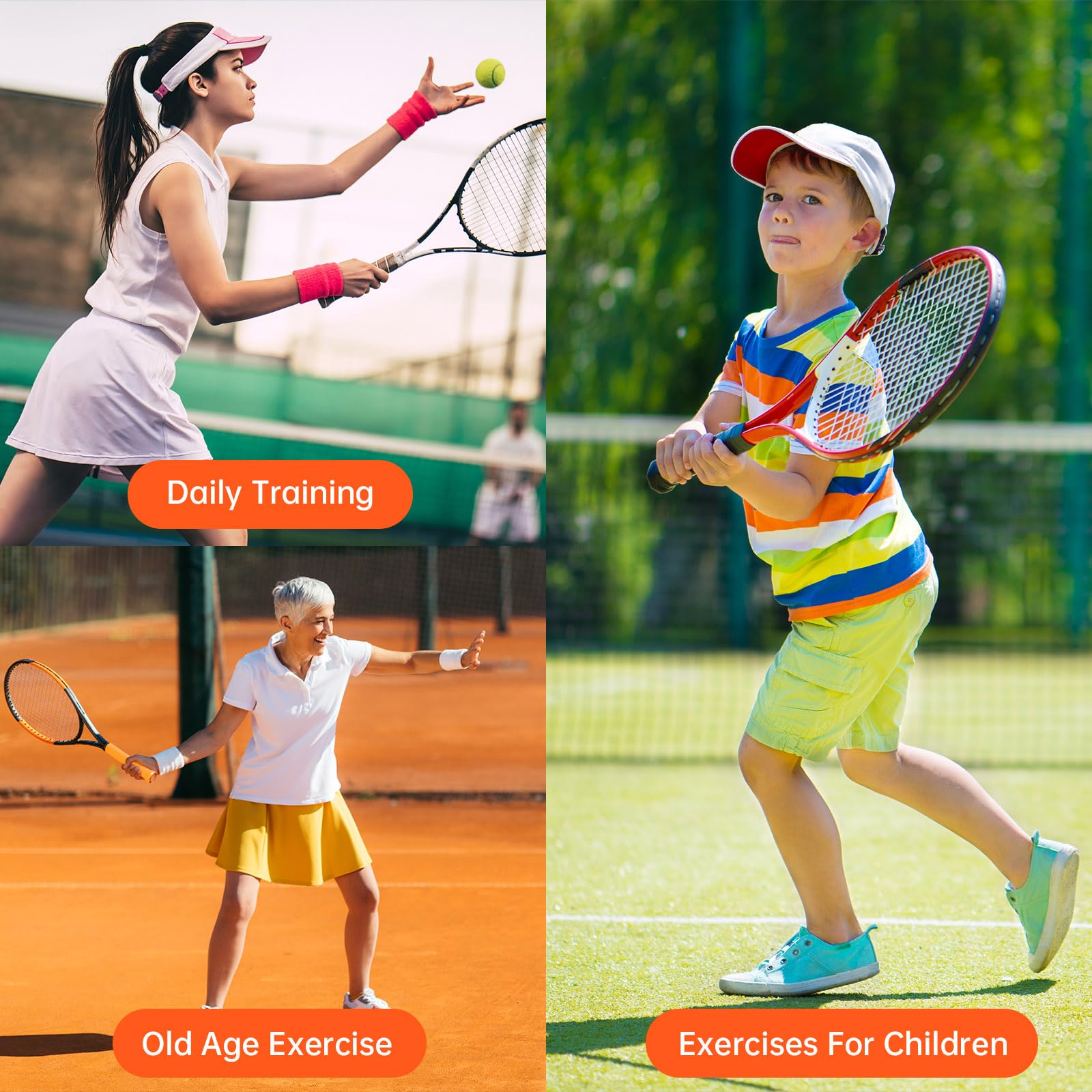 Tennis Trainer Rebound Ball with 3 String Balls - Solo Tennis Practice Equipment for Beginners | Portable Tennis Training Tool & Rebounder Kit | Improve Skills for Backyard, Court & Indoor Drills