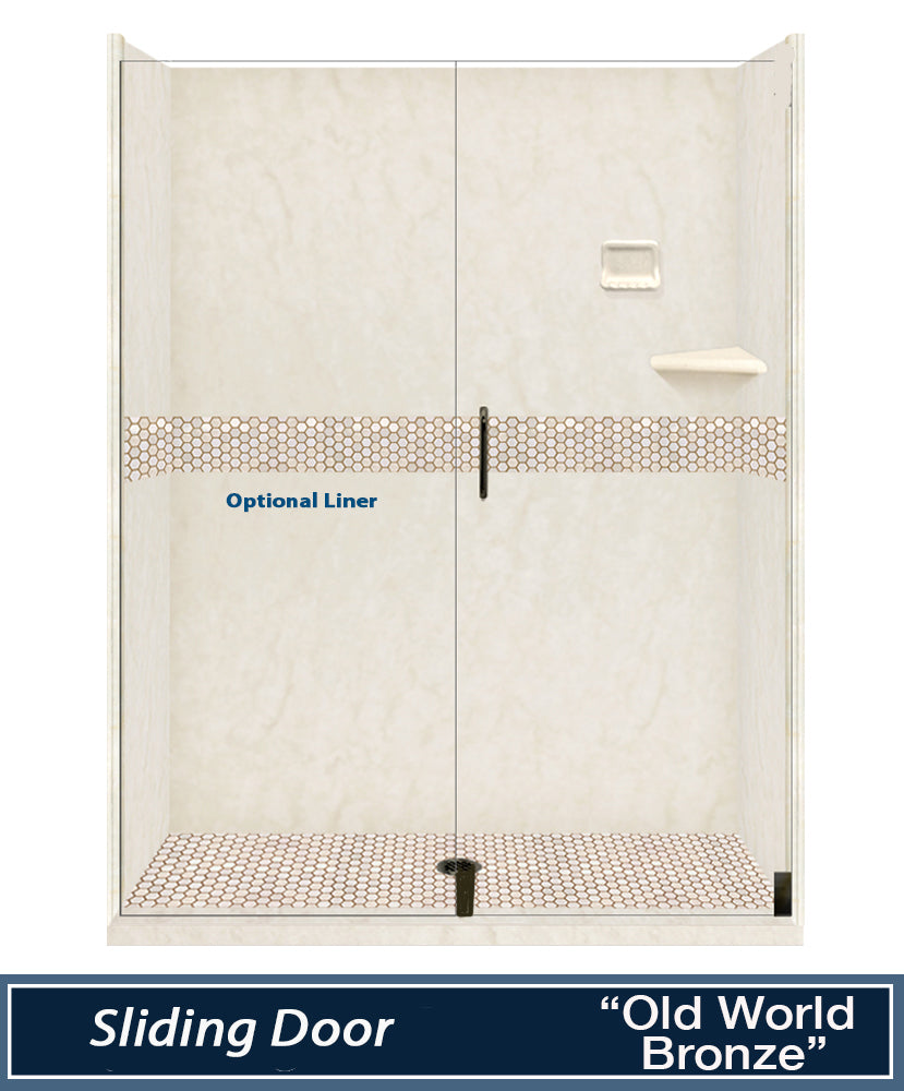 Premium Rafe Marble Alcove Shower Kit with 3 Accent Options (Liner Optional) - Luxury Bathroom Upgrade for Modern Homes & Spa-Like Experience