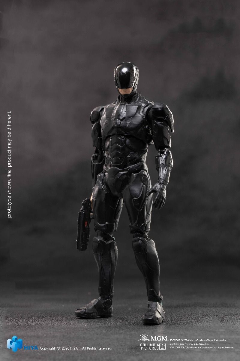 1/18 Scale HIYA 4-Inch Exquisite Mini Series Black Robocop Action Figure (2014 Edition) - Perfect for Collectors, Display, and Action Figure Scenes