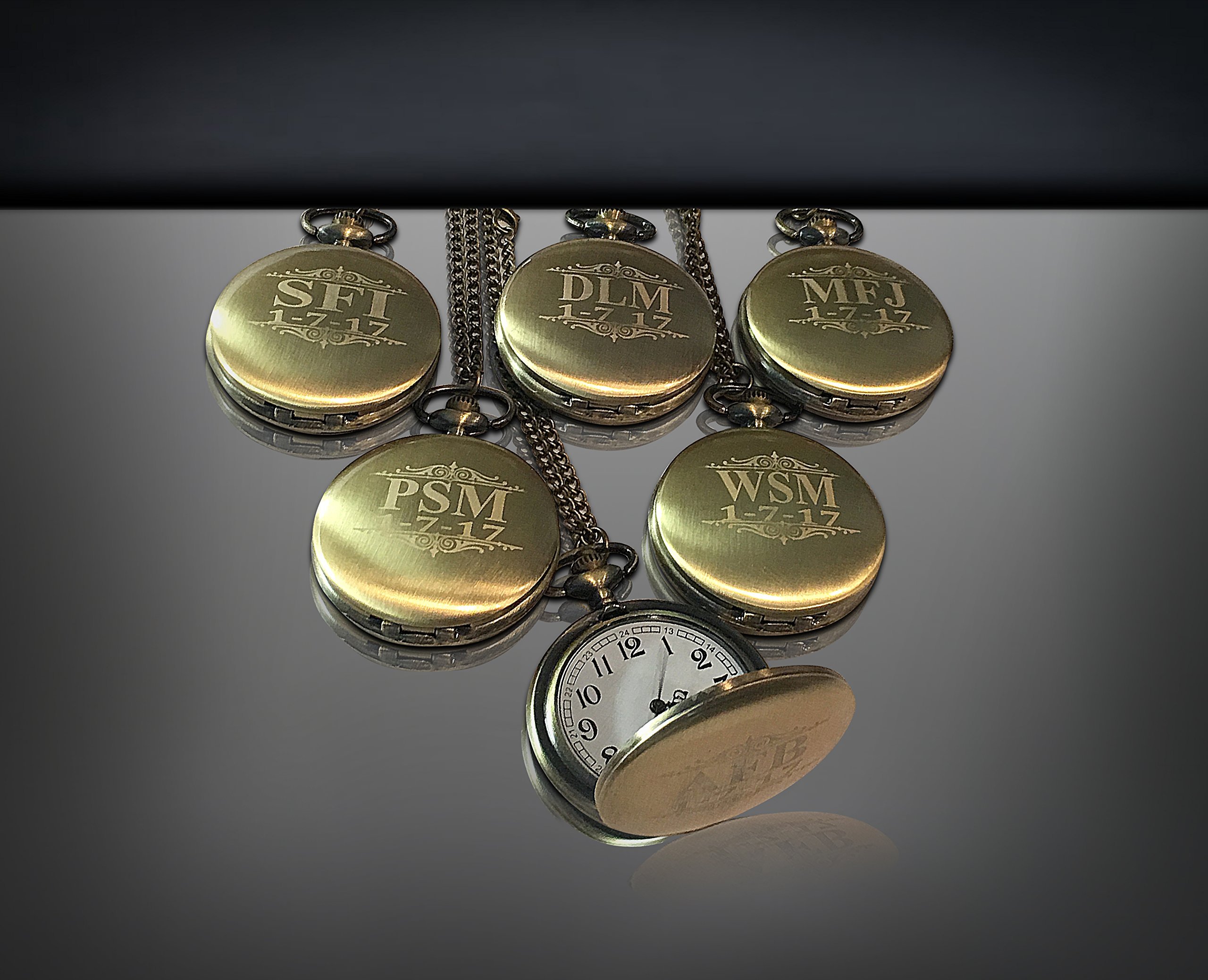 7 Silver Engraved Pocket Watches Set with Gift Boxes & Chains - Perfect for Gifts, Collectibles, and Vintage Style Accessories
