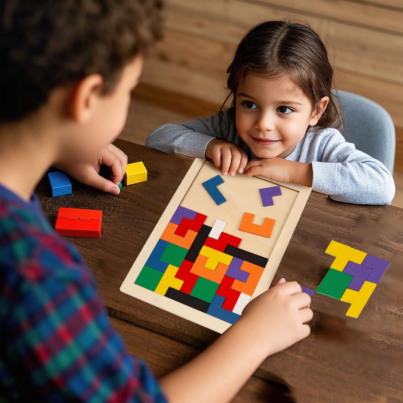 3 Otters Wooden Blocks Puzzle - Russian Brain Teaser & Montessori STEM Toys for Kids Ages 4-6 - Educational Gift Set (2 Pack) - Perfect for Birthday Presents, Classroom Activities & Stocking Stuffers