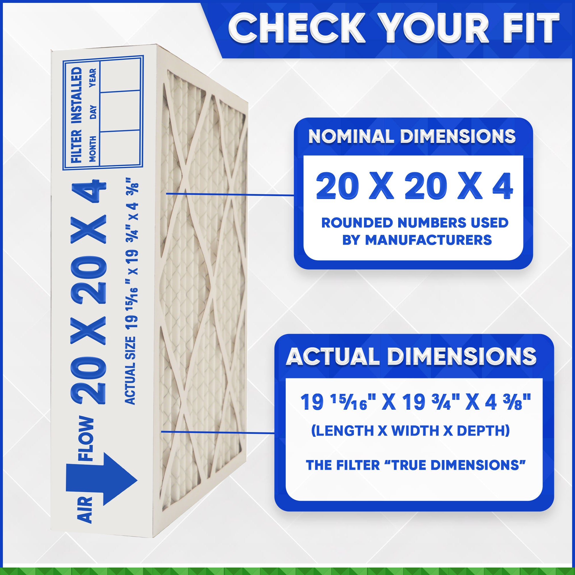 Honeywell FC100A1011 20x20x4 MERV 13 Furnace Air Filter (3-Pack) - 19 15/16