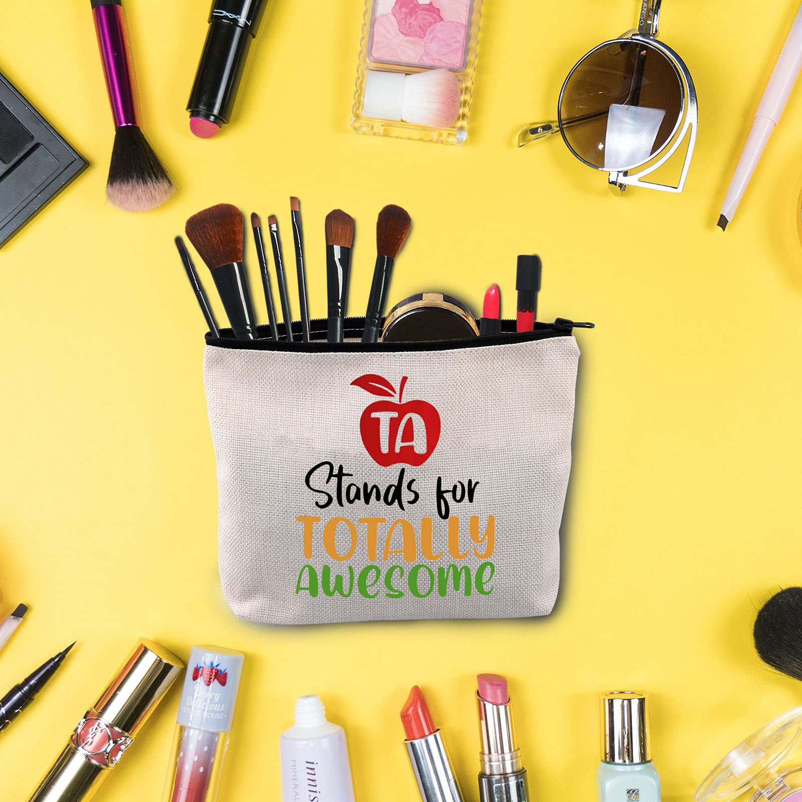 BLUPARK Teacher Assistant Gift - Thank You Teacher Makeup Bag with 'TA Stands for Totally Awesome' Design - Perfect for Teacher Appreciation Week, End of Year Gifts & TA Recognition