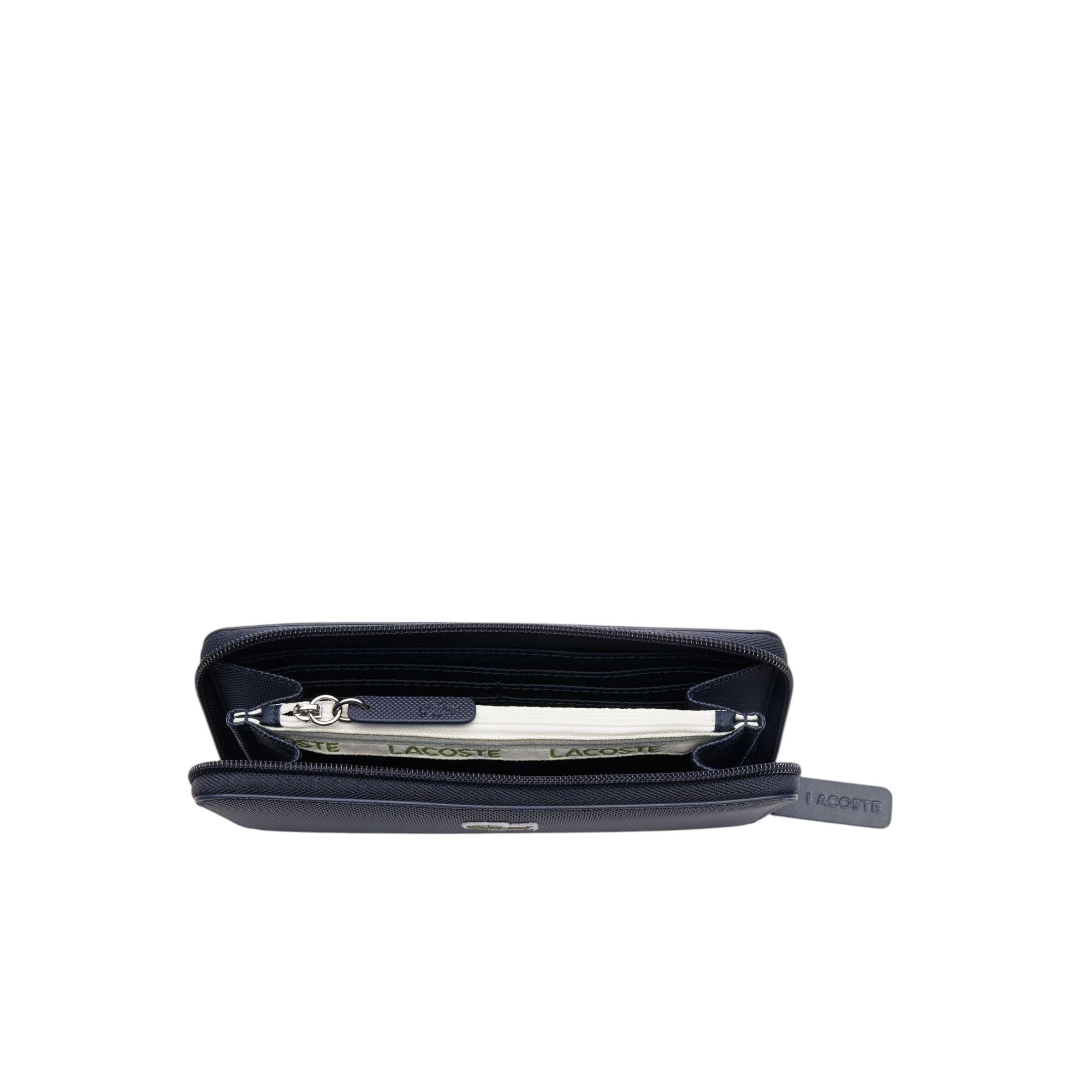 Lacoste Women's L.12 Concept Petit Pique 12-Card Zip Wallet - Slim RFID Blocking Leather Wallet for Credit Cards & ID - Perfect for Everyday Use, Travel, and Business