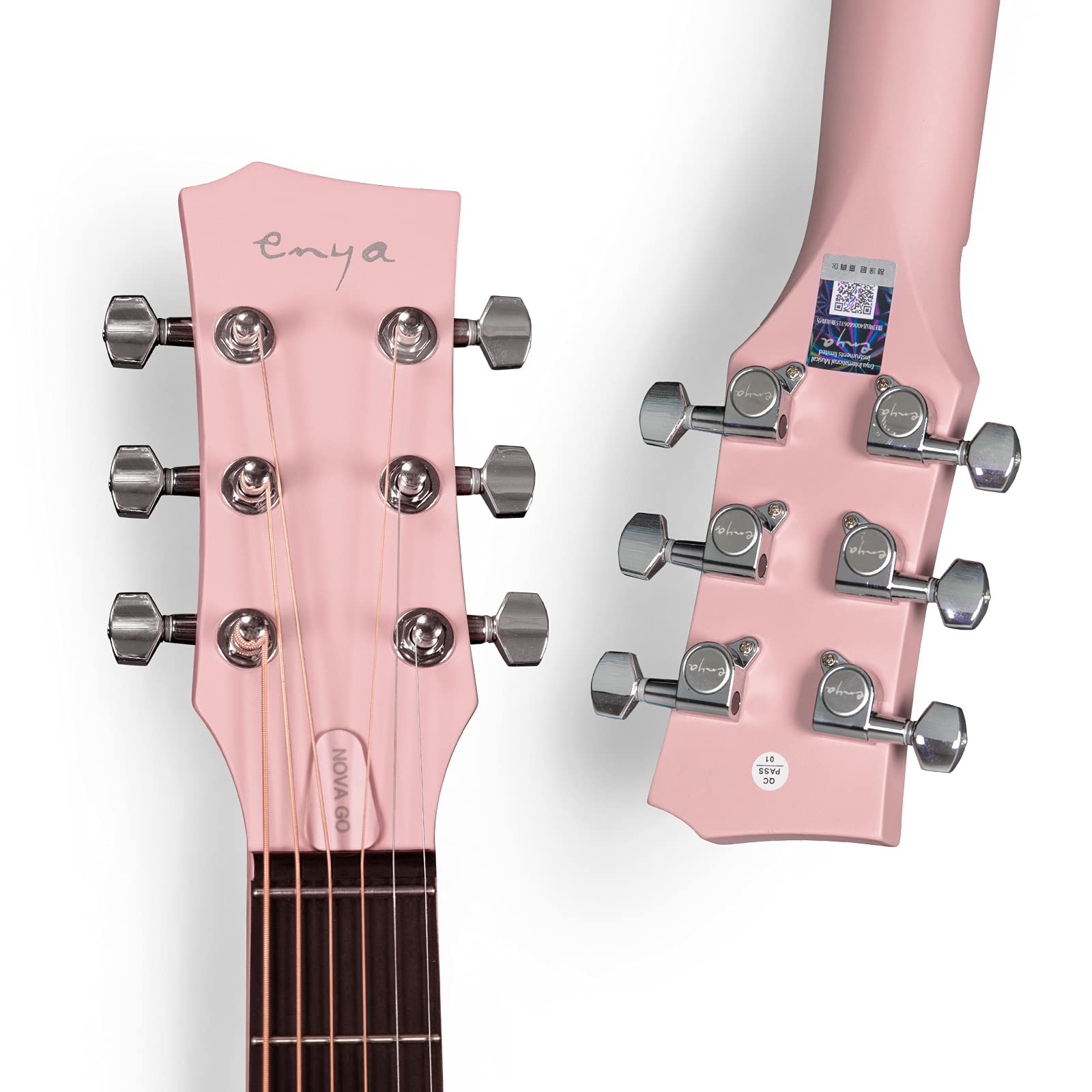 Enya Nova Go 1/2 Size Carbon Fiber Acoustic Guitar - Travel & Beginner Friendly with Starter Kit (Pink) | Includes Gig Bag, Strap & Cleaning Cloth | Perfect for Camping, Beach Trips & Small Hands Learning Guitar
