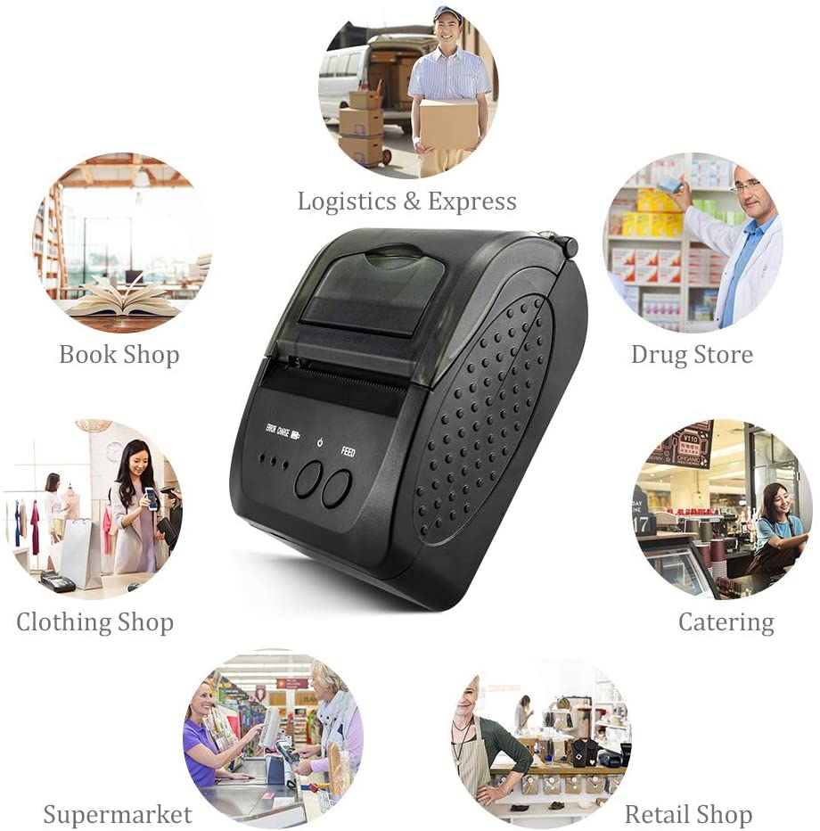 NT 1809DD 58mm Thermal Printer for Receipts, Labels & Barcodes - High-Speed USB/Bluetooth POS Printing for Retail, Restaurant & Warehouse Use