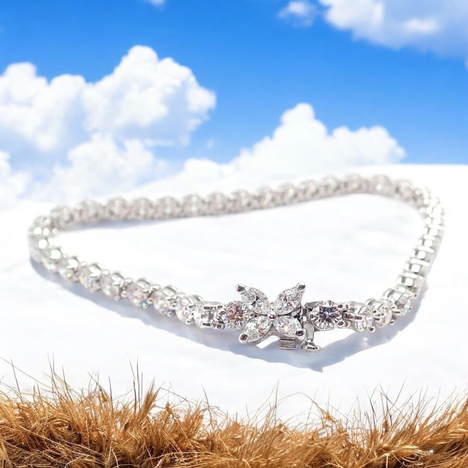 Authentic Tiffany & Co Victoria Platinum 6.5 Carat Diamond Tennis Bracelet - Luxury Jewelry for Women, Elegant Gift for Anniversary, Wedding & Special Occasions