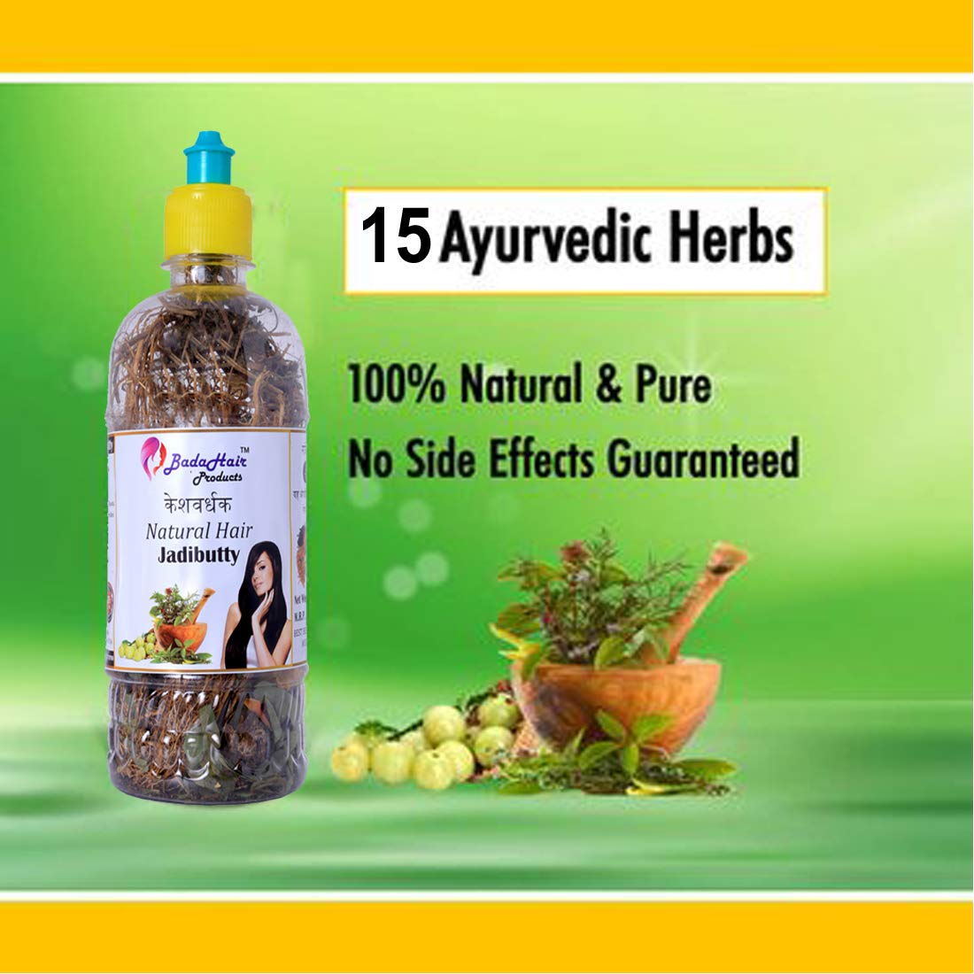 BADAHAIR® Herbal Hair Oil for Hair Growth & Dandruff Control - Natural Ayurvedic Treatment with 21 Herbs (65g) - Perfect for Daily Scalp Massage & Hair Care Routine