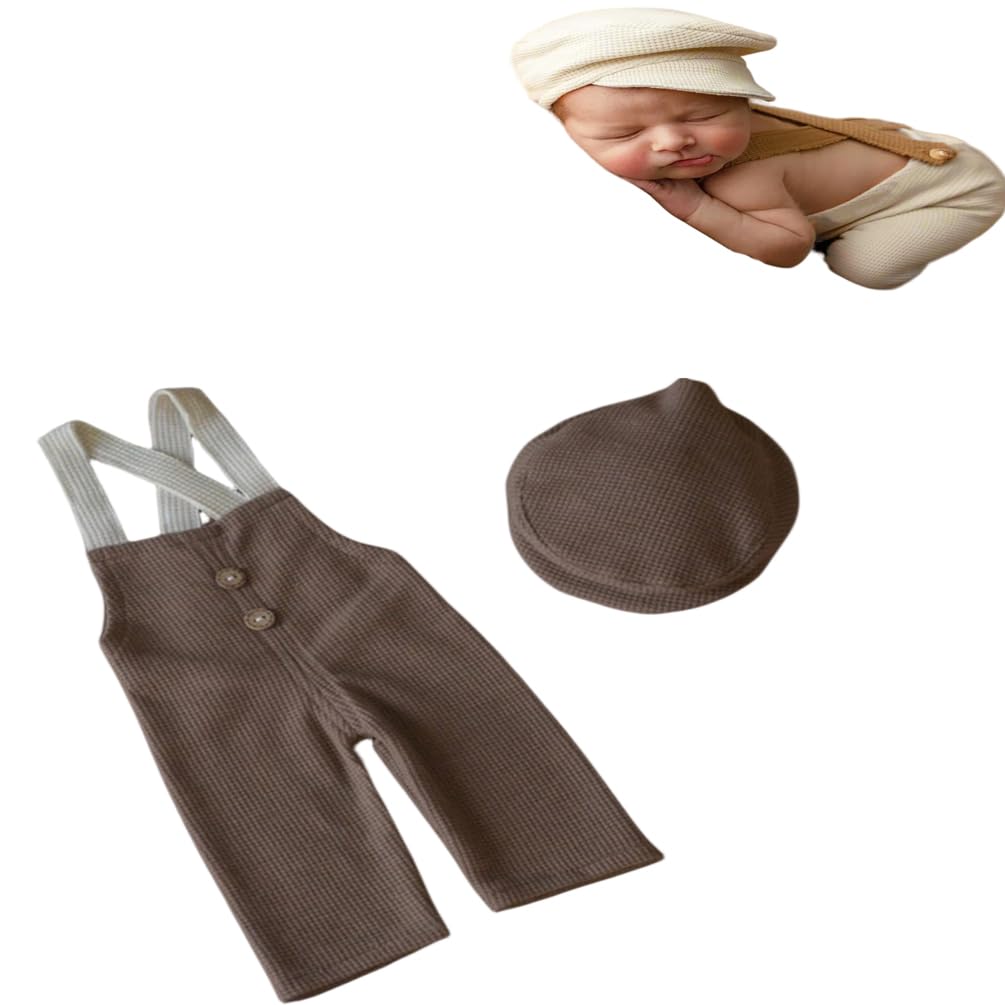 Newborn Baby Boy Girl Crochet Outfit Set - Photography Costume with Hat & Pants - Perfect for Photo Shoots, Christening, First Birthday & Family Portraits