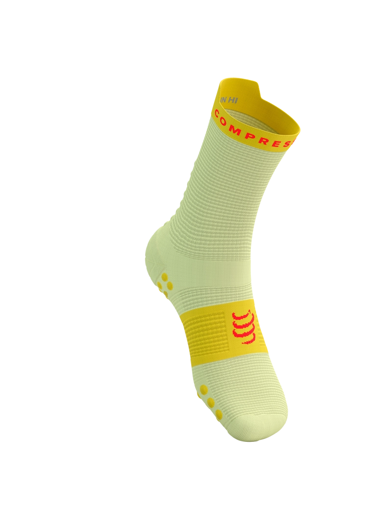 Compressport Unisex Pro Racing Socks v4.0 - High Performance Running Socks for Men & Women - Breathable & Cushioned for Marathon, Trail Running & Workouts - Elf Yellow/Fluo Red