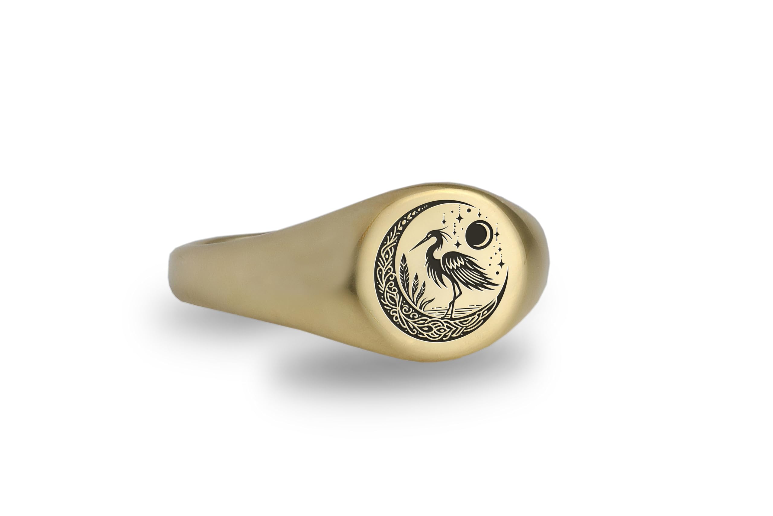 Custom Engraved Heron Signet Ring - Personalized Bird Jewelry for Men & Women - Unique Animal Ring Gift - Perfect for Weddings, Anniversaries & Special Occasions