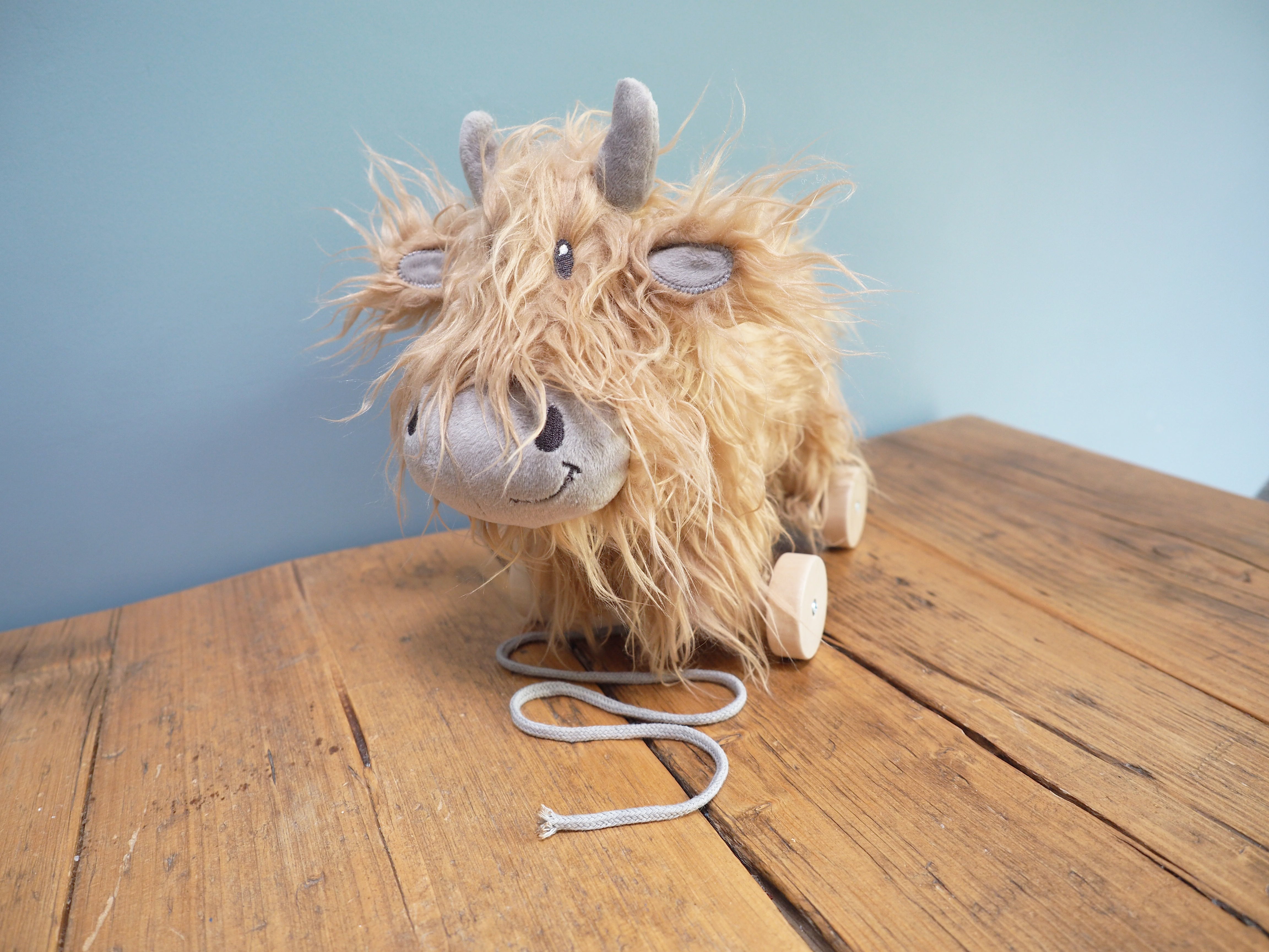 Hubert Highland Cow Pull Along Toy - Adorable Wooden Pull Toy for Toddlers & Kids - Perfect for Imaginative Play, Early Learning & Motor Skill Development