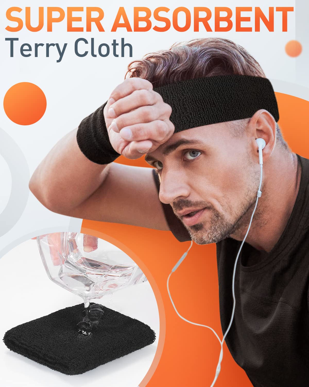 Tanluhu Terry Cloth Sweatbands - Breathable Cotton Sports Headbands for Men & Women - Perfect for Workouts, Running, Tennis, Basketball & Outdoor Activities | Stay Cool During Exercise & Sports