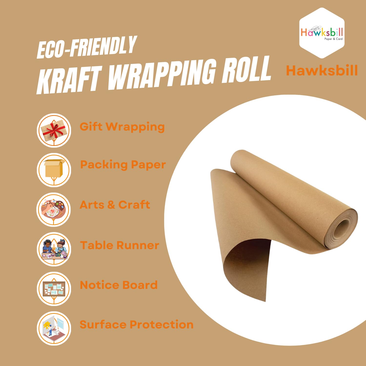 Hawksbill Eco-Friendly Kraft Paper Roll - 19.7