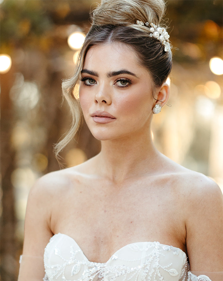 Elegant Baroque Pearl Stud Earrings for Brides | Classic Wedding Jewelry by Stephanie Browne | Perfect for Bridal Accessories, Wedding Day & Special Occasions