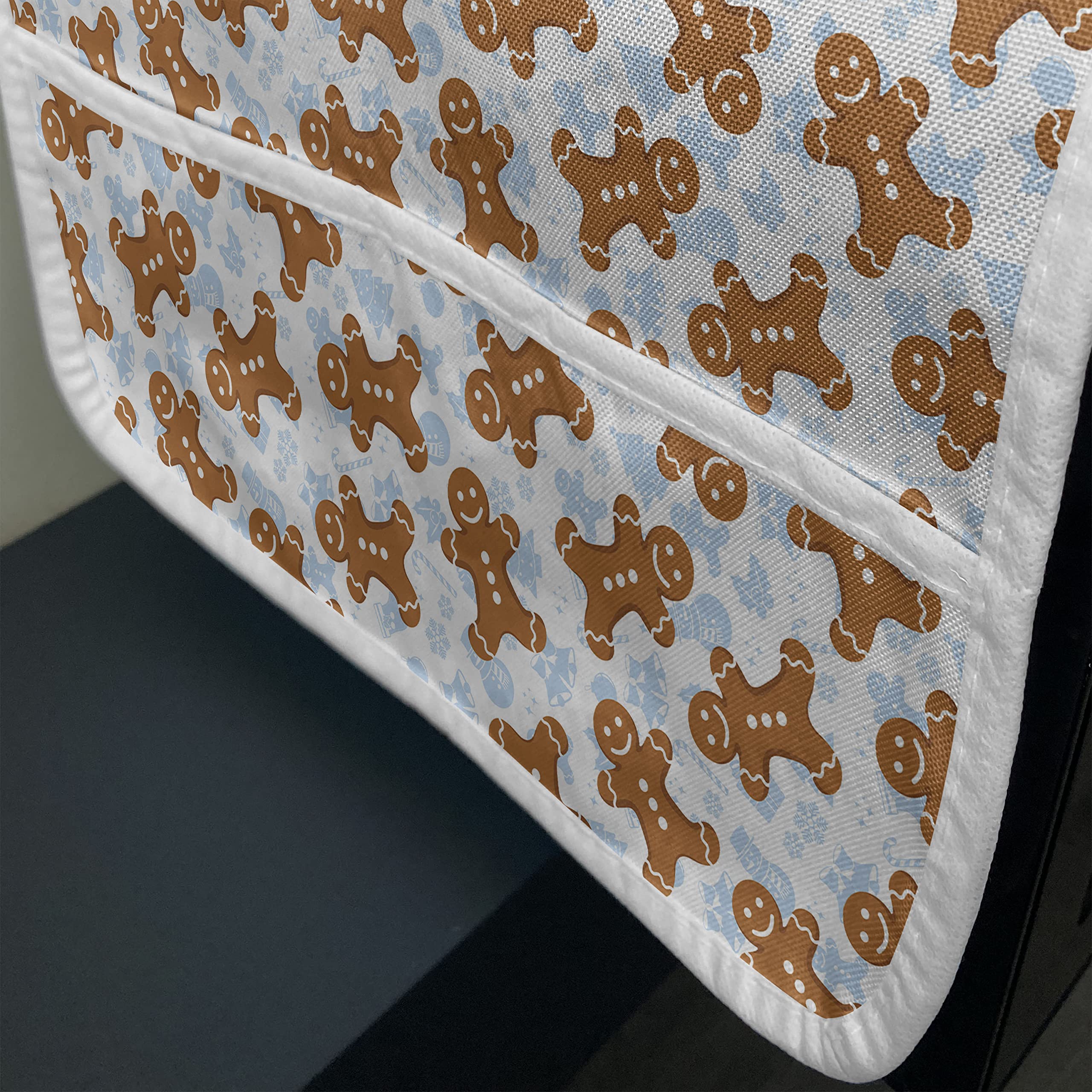 Ambesonne Gingerbread Man Microwave Cover - Traditional Christmas Cookie Design, Waterproof Kitchen Organizer with Pockets, 36