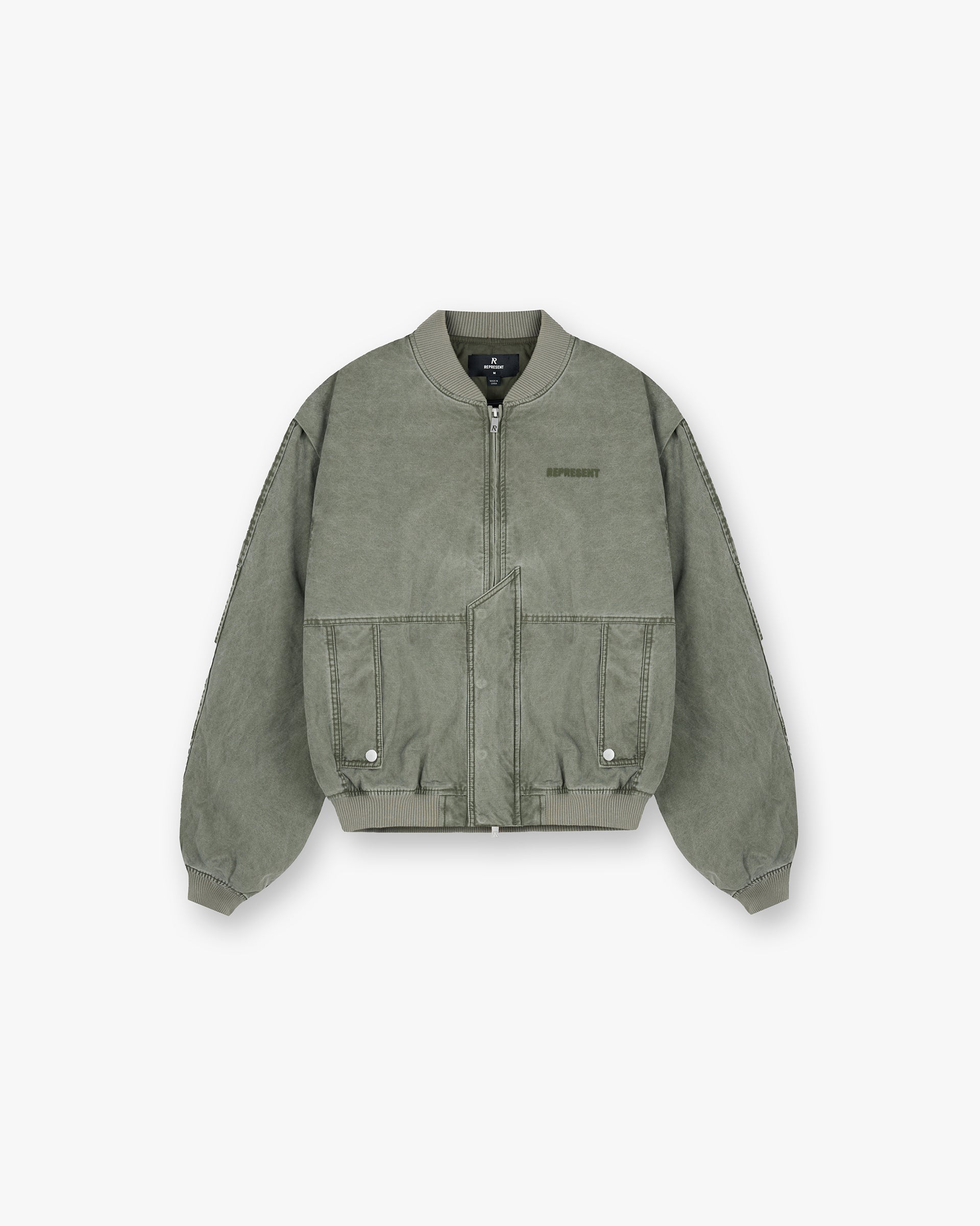 Men's Khaki Inset Sleeve Bomber Jacket - Lightweight Casual Outerwear for Streetwear & Fall Layering