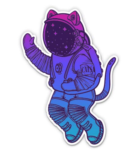 Space Cat Astronaut Vinyl Sticker - 7 Inch Waterproof Decal for Car, Laptop, iPad - Perfect for Laptop Decoration, Water Bottle Stickers & DIY Projects