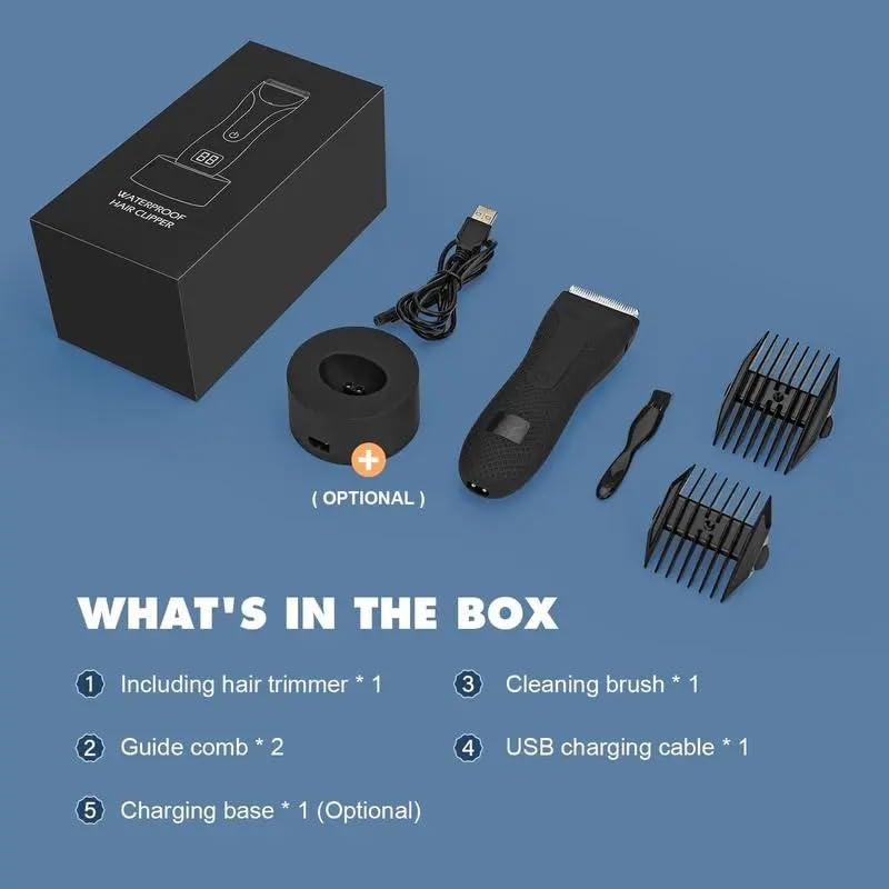 Waterproof Body & Manscaping Trimmer for Men - Beard, Face, Hair, Body & Intimate Grooming with Replaceable Ceramic Blades - Perfect for Travel, Gym & Home Use