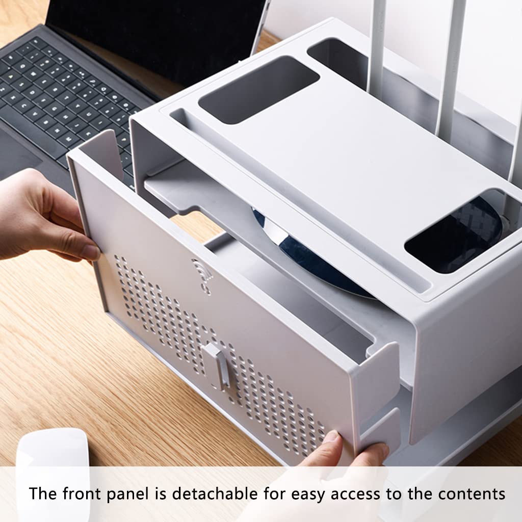 Wireless Router Storage Box & TV Set-top Box Organizer - Desktop Cable Management Rack for Living Room, Home Office, and Entertainment Center