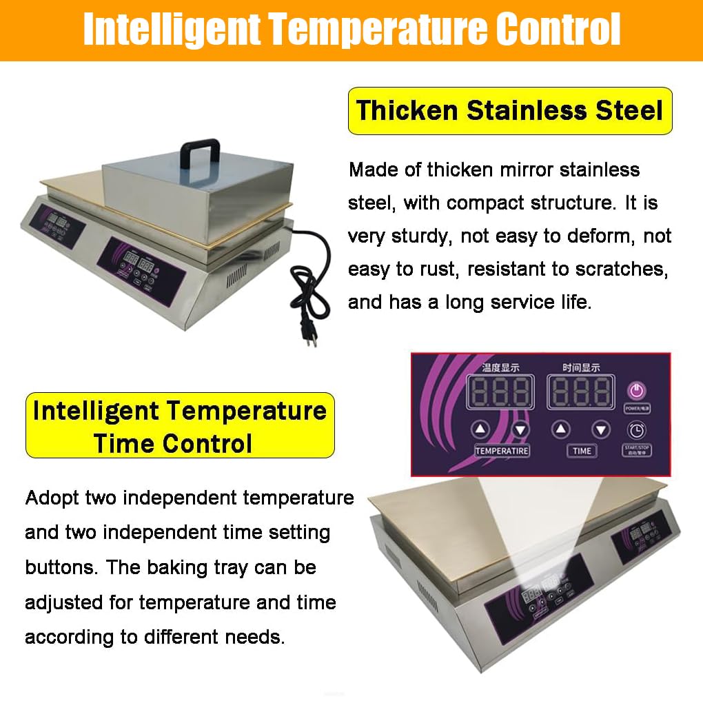 Commercial Grade Electric Souffle Maker & Dorayaki Baker - Stainless Steel with Double Pure Copper Plates, 110V, 60-240°C Digital Display - Perfect for Pancakes, Muffins & Japanese Desserts in Restaurants, Cafes & Home Kitchens
