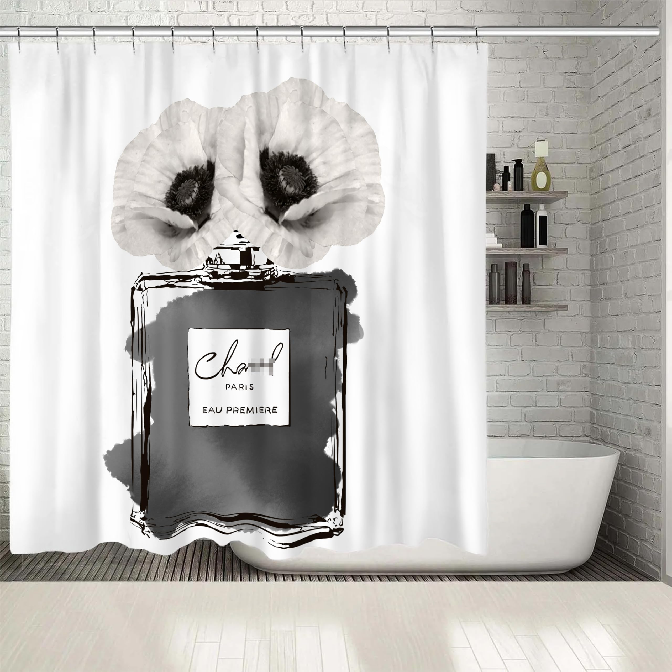 Luxury White Floral Shower Curtain - Waterproof Polyester Fabric Bathroom Decor with 12 Hooks, 72x72 Inches - Elegant Girly Design for Modern Bathrooms, Perfect for Home Spa & Relaxation