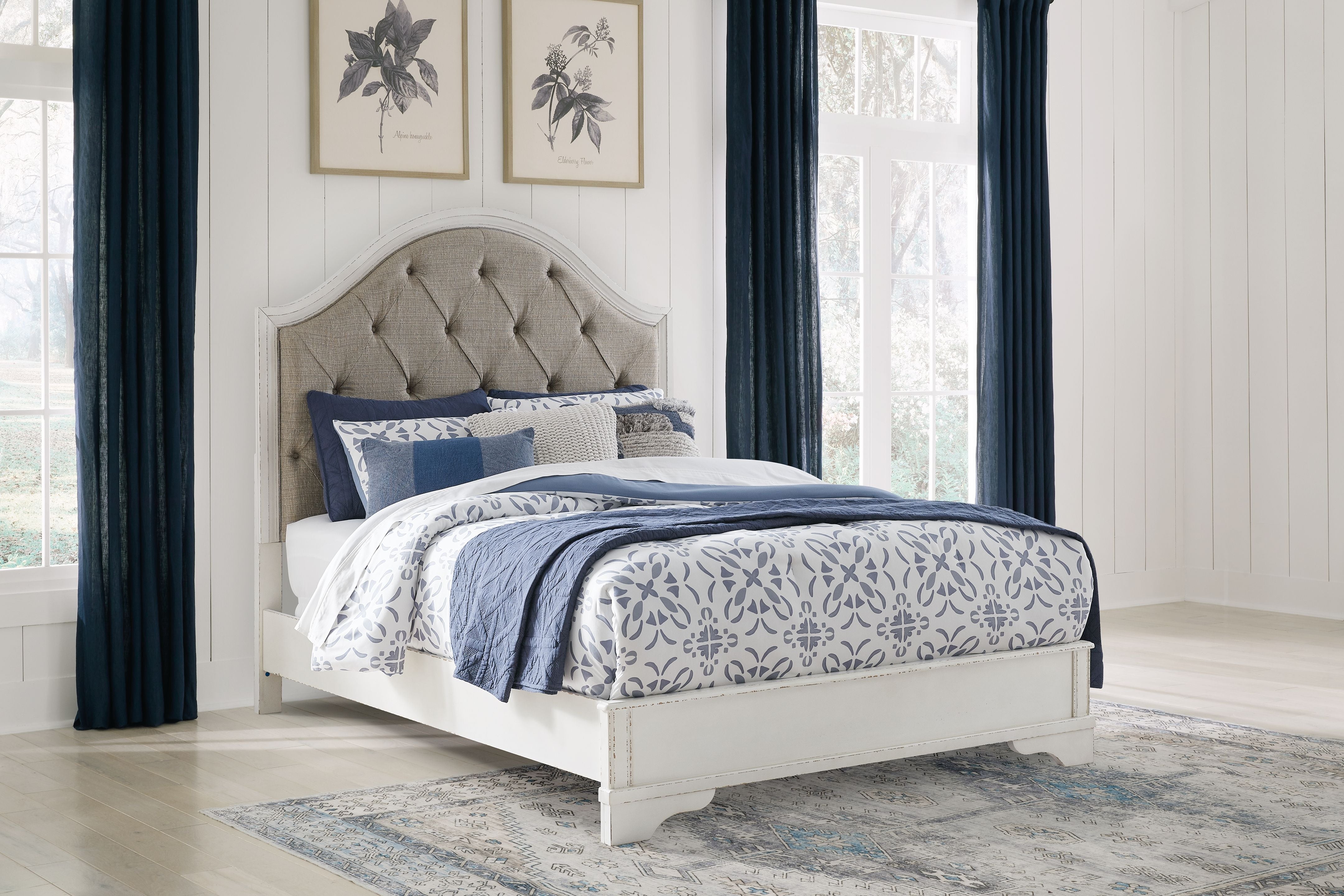 Blendon Upholstered Panel Bed - Queen Size, Modern Fabric Headboard, Sturdy Wood Frame - Perfect for Master Bedroom & Guest Room Decor