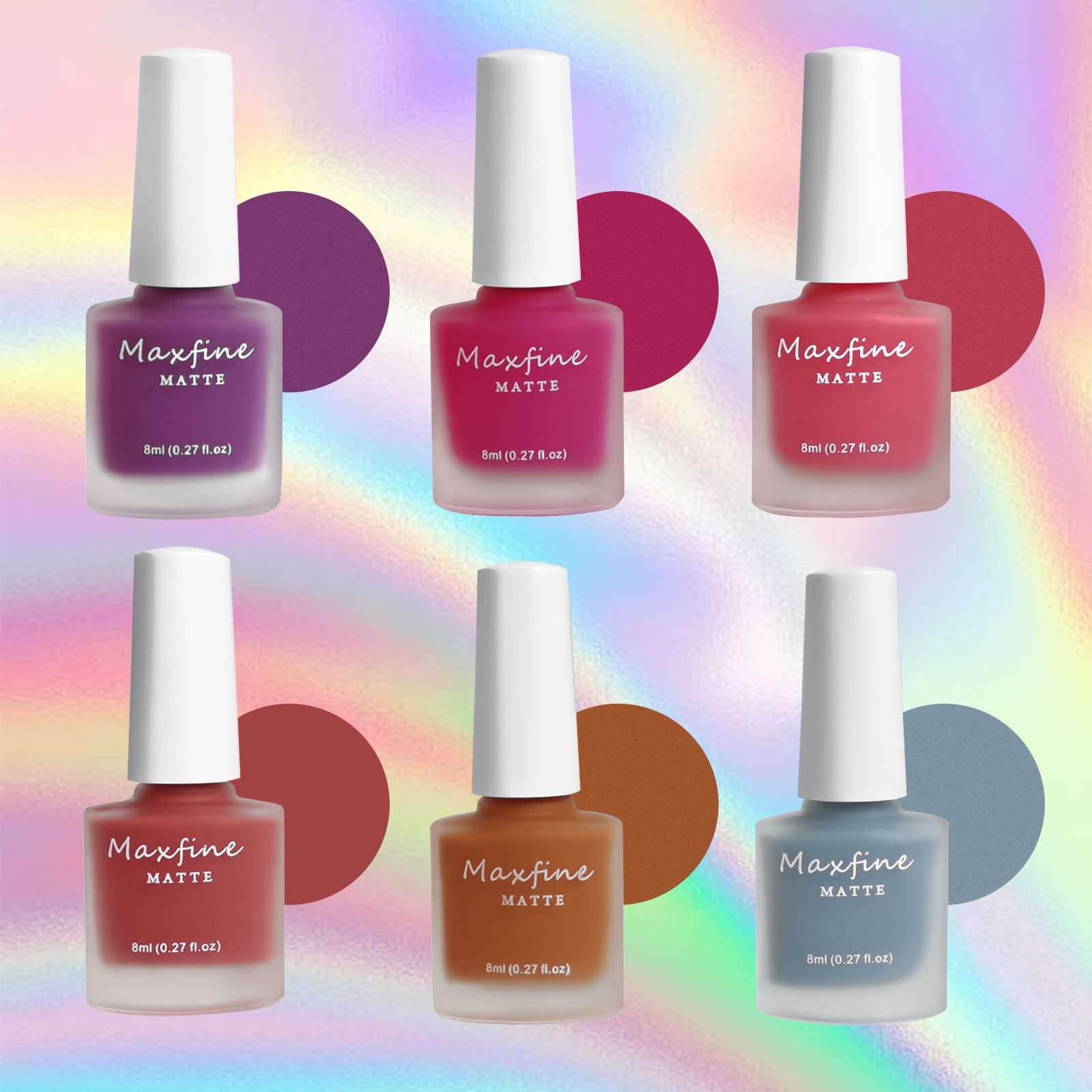 6 Colors Matte Nail Polish Set - Mist Effect Velvet Gel Polish Kit, Long Lasting Waterproof Nail Art (8ml/Bottle) for Salon & Home Manicure, Perfect for Parties, Weddings & Everyday Wear