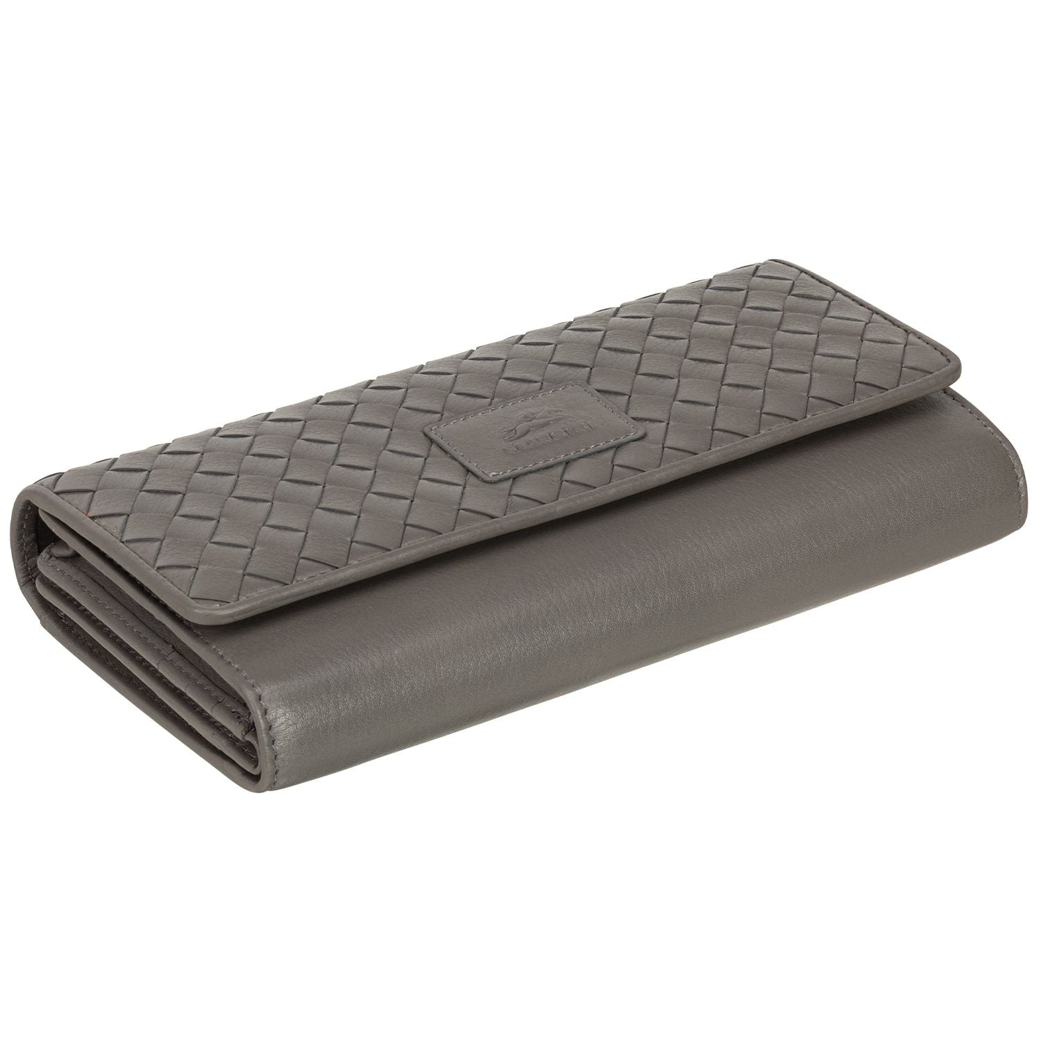 Mancini RFID Blocking Basket Weave Genuine Leather Wallet for Men - Secure Quadruple Fold Design - Perfect for Travel, Business & Everyday Use