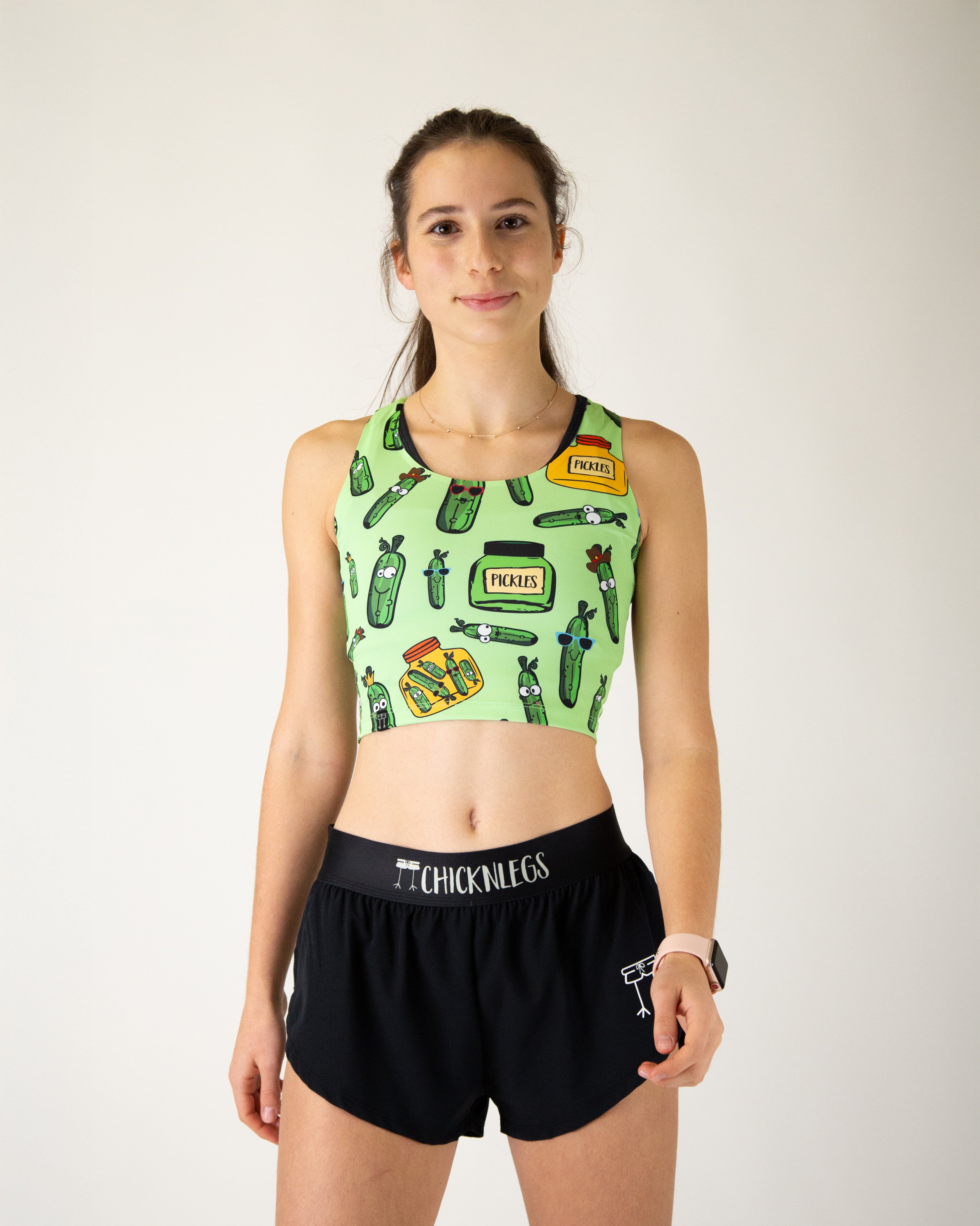 Pickles PWR Women's Crop Top - Trendy Athletic Workout Shirt for Running, Yoga & Gym - Comfortable & Breathable Fitness Apparel