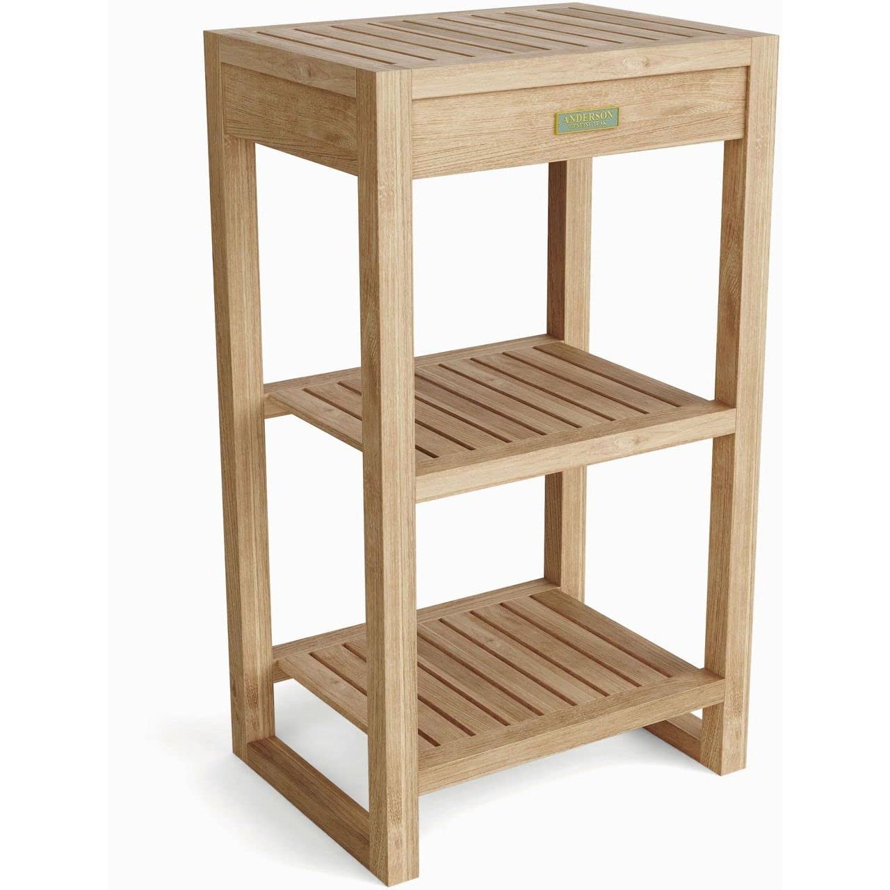 Anderson Teak Outdoor Patio Furniture - 2-Tier Spa Side Table for Garden, Pool, Deck & Backyard Relaxation