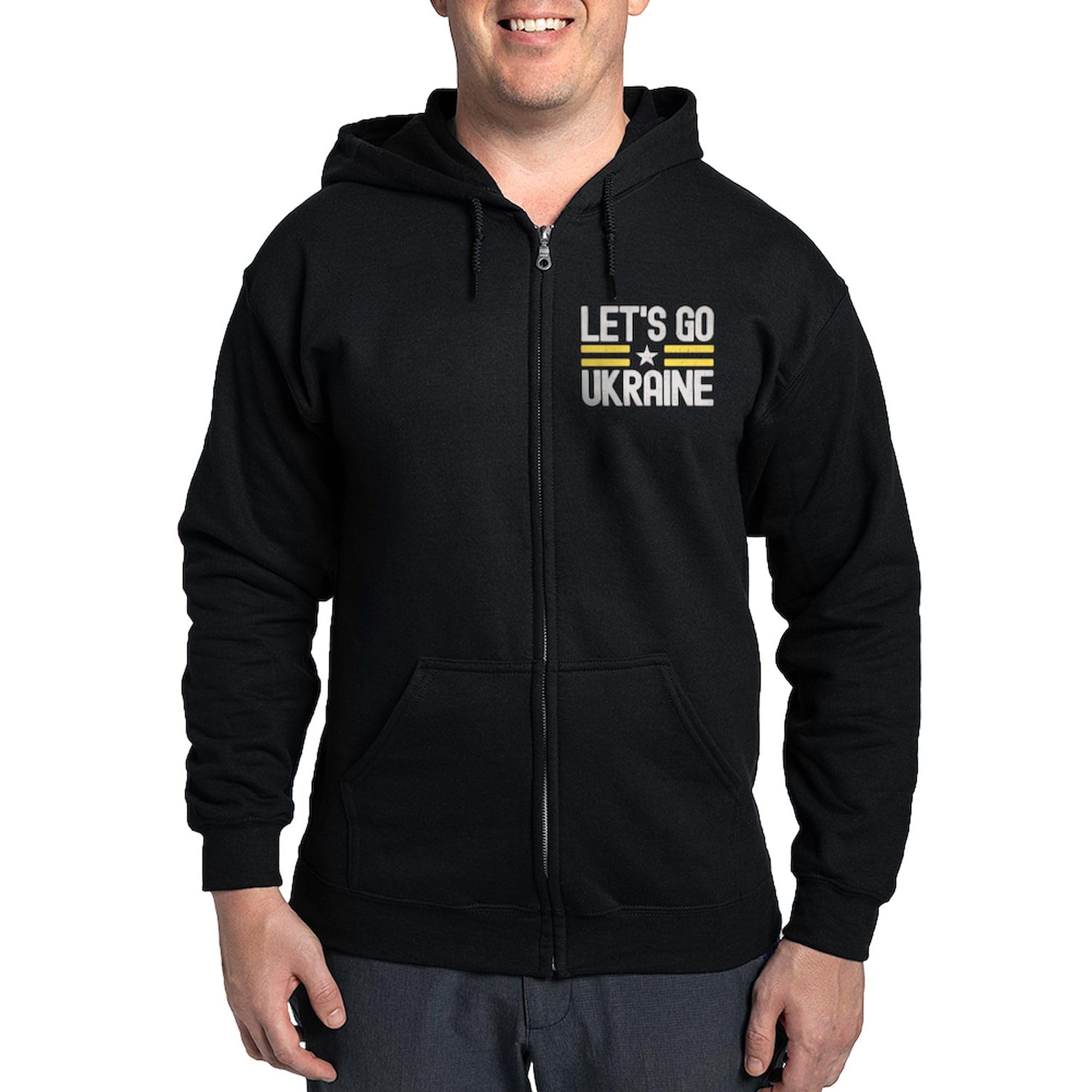 Let's Go Ukraine Zip-Up Hooded Sweatshirt for Men - Dark Pullover with Front Pockets | Perfect for Casual Wear, Sports & Outdoor Activities