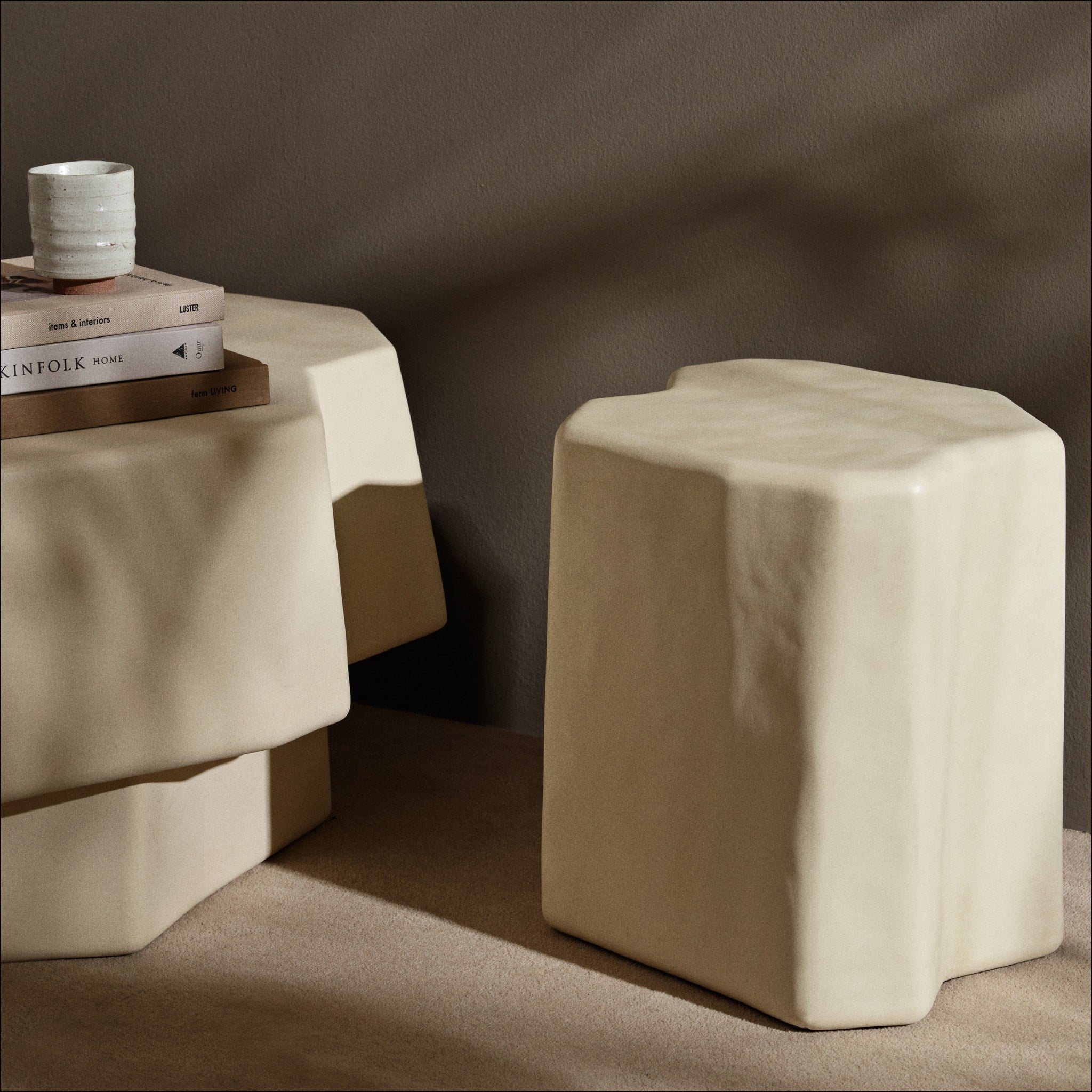 FERM LIVING Staffa Stool in Ivory - Modern Scandinavian Stool for Living Room, Bedroom, or Office - Pre Order Now