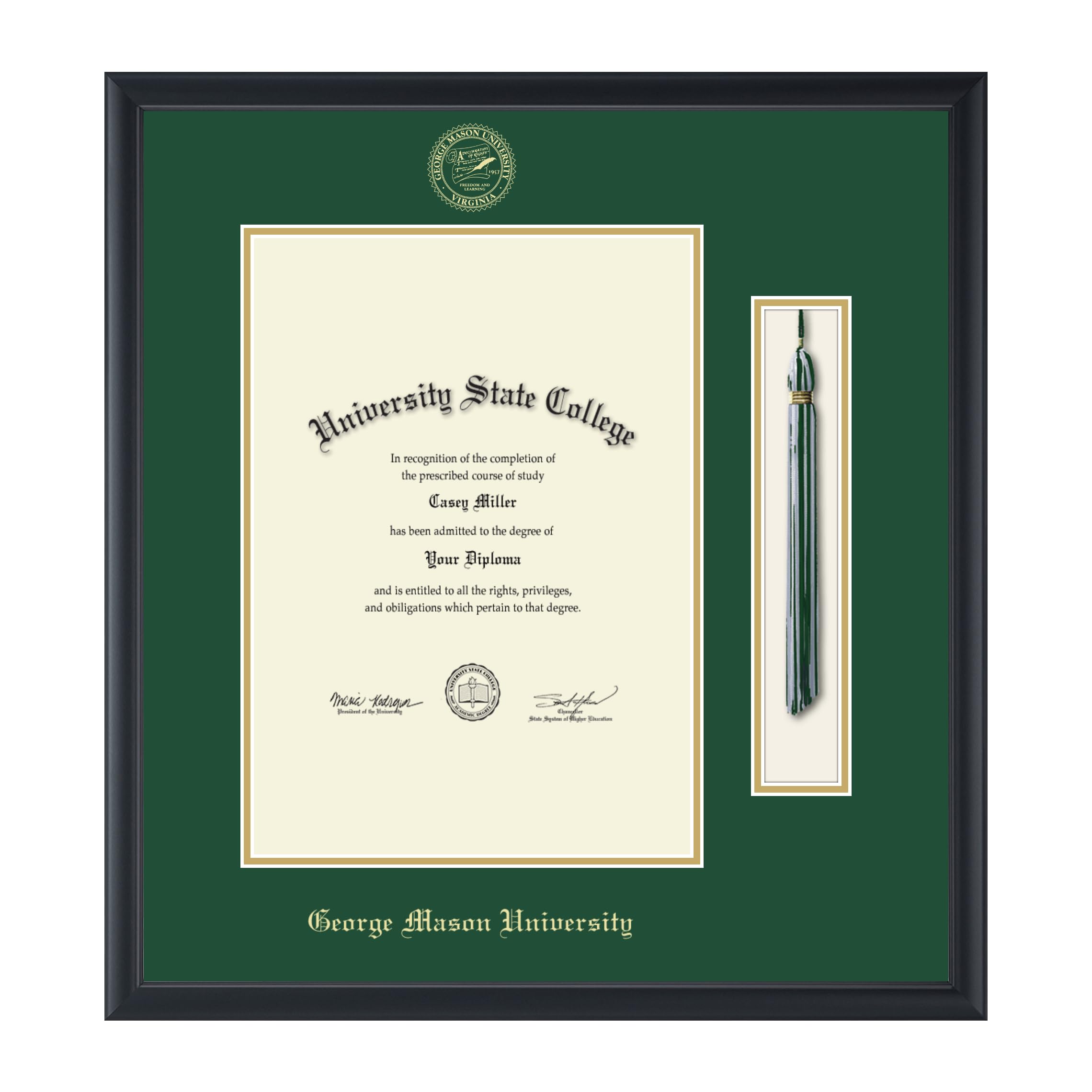 George Mason University 10x14 Diploma Frame - Bachelor's, Master's, PhD Degree Display - Gold Embossed Tassel & Cord - Officially Licensed - Perfect for Graduation Gifts, Office Decor & Academic Achievements