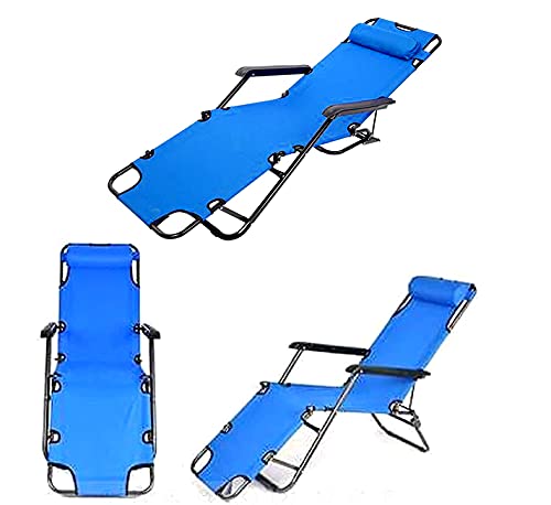 Goujxcy Reclining Camping Chair - Portable Zero Gravity Lounge Chair with Pillow, Foldable Outdoor Chair for Patio, Beach, Pool & Lawn Relaxation | Perfect for Camping, Backyard, Picnics & Travel