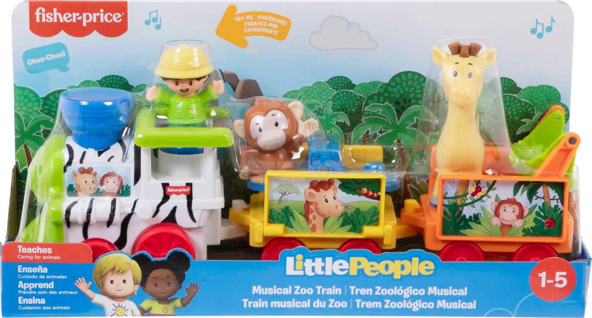 Fisher-Price Little People Musical Zoo Train - Interactive Toddler Toy with Lights & Sounds, Animal Figures & Rolling Wheels - Perfect for Early Learning & Pretend Play (Ages 1-3 Years) | Great Gift for Birthdays & Holidays