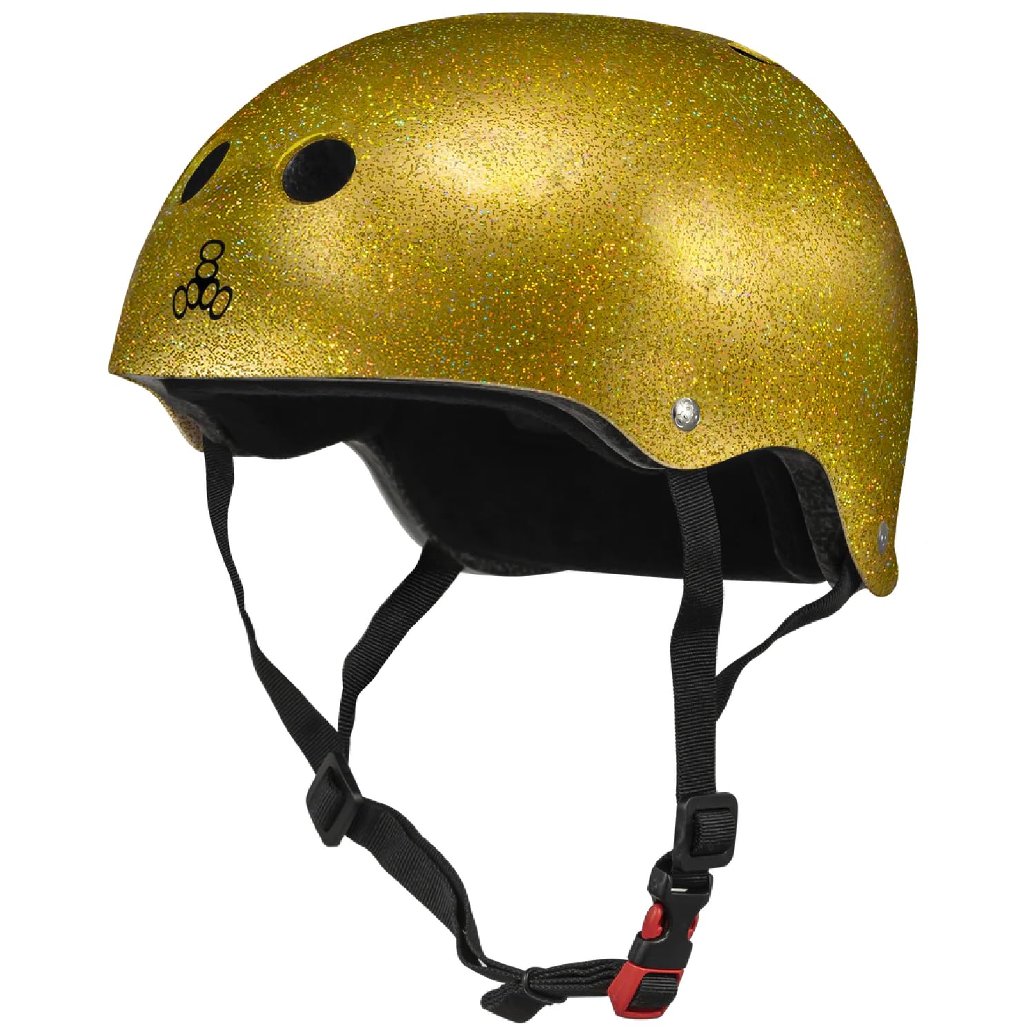 Triple Eight Certified Sweatsaver Helmet for Skateboarding, BMX, Roller Derby & Roller Skating - Gold Glitter XS/S - Protective Gear for Kids & Adults - Perfect for Outdoor Sports & Extreme Activities