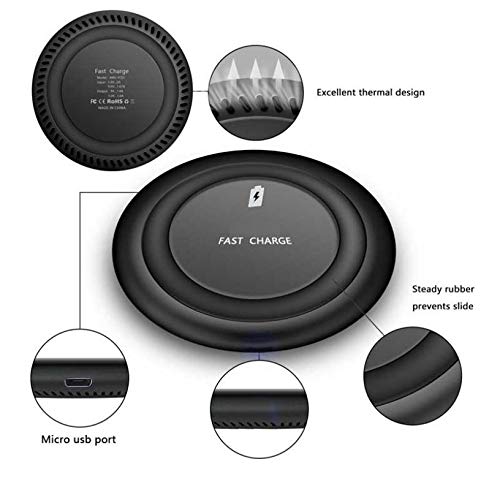 Fast Wireless Charging Pad 10W Qi-Certified - Slim Black Charger for Samsung Galaxy Note 20/Note 20 Ultra, iPhone 12/13/14 Series | Non-Slip Design, Compact & Portable | Perfect for Home, Office & Travel Charging