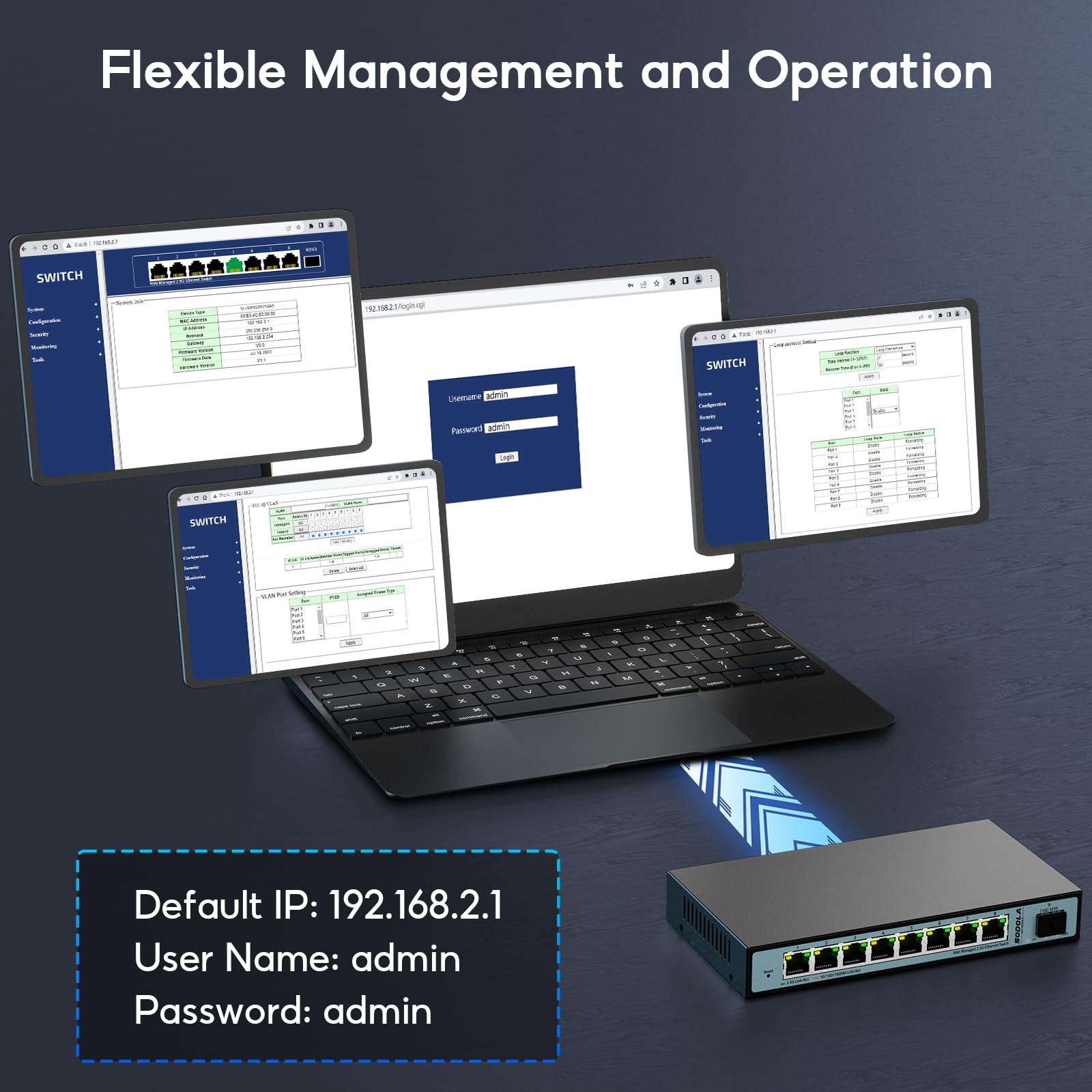 SODOLA 9-Port 2.5G Smart Managed Ethernet Switch with 10G SFP Slot - 8 x 2.5G Base-T Ports, Static Aggregation, QoS, VLAN, IGMP Support - Fanless Metal Design for Home Office & Small Business Networks