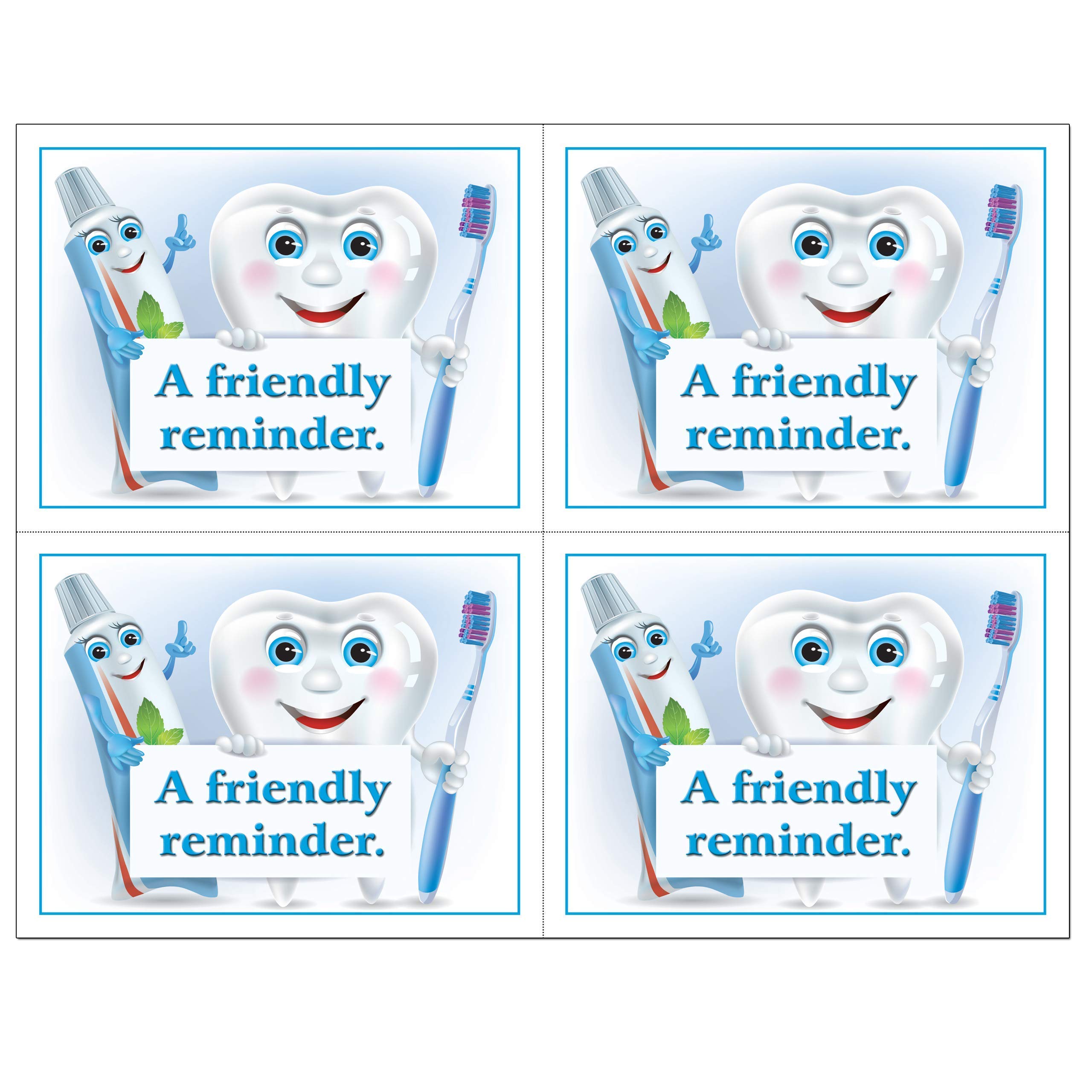Dental Appointment Reminder Postcards - 4 Up Laser Perforated Cards (4.25