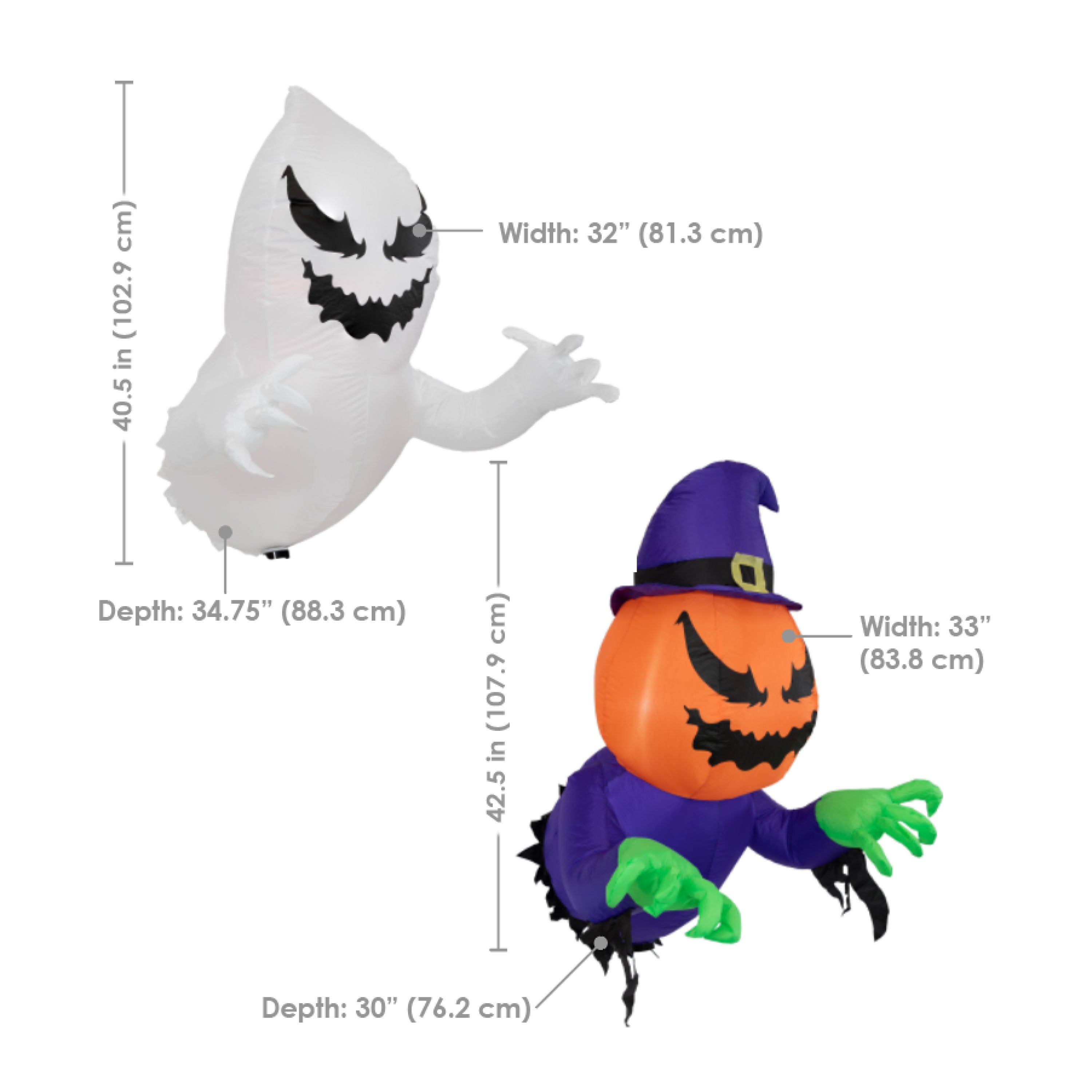 Sunnydaze Pumpkin Jack & Haunted Harold Inflatable Halloween Decorations - Outdoor Yard Decor for Spooky Party, Haunted House & Halloween Festivities