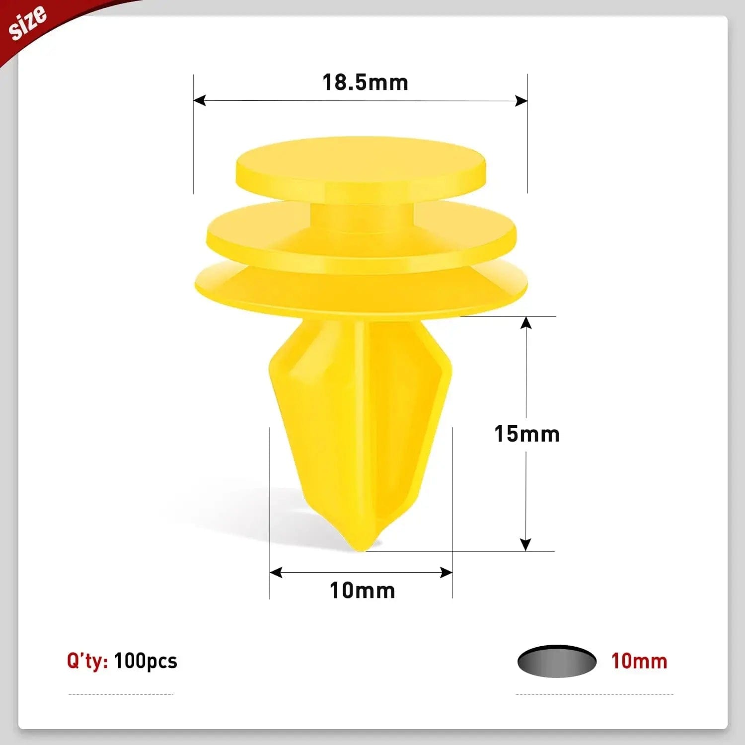 100 Pcs 18.5mm Hole 10mm Door Trim Panel Clips for Jeep 1999-2015, Dodge 2007-2015, Chrysler 2001-2010 - Compatible with 6507055AA & 6507686AA - Perfect for Interior Door Panel Repair and Replacement